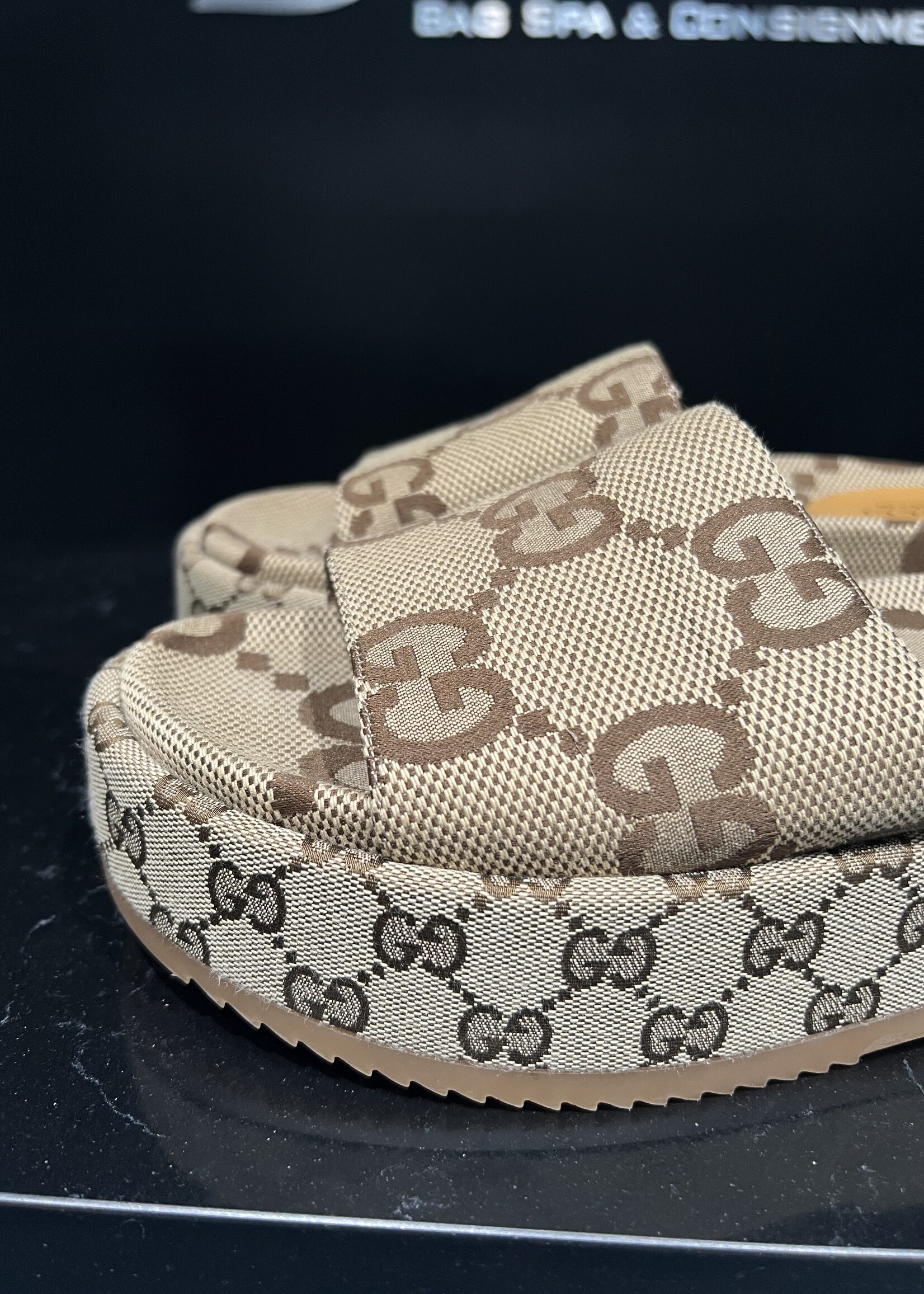 Gucci SOLD - Gucci Monogram Platform Sandals