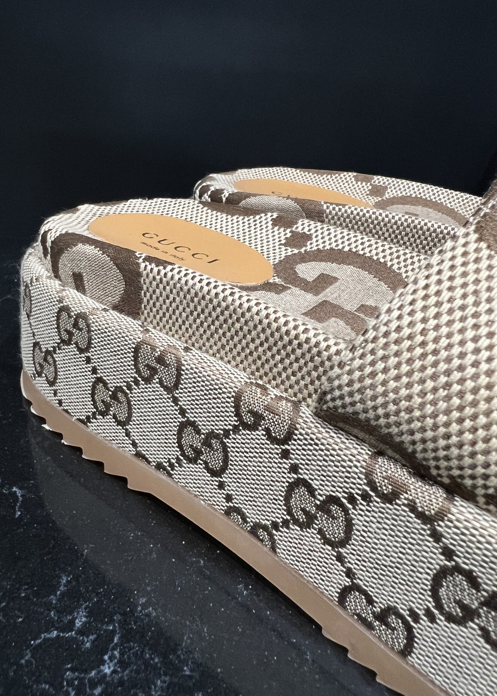 Gucci SOLD - Gucci Monogram Platform Sandals