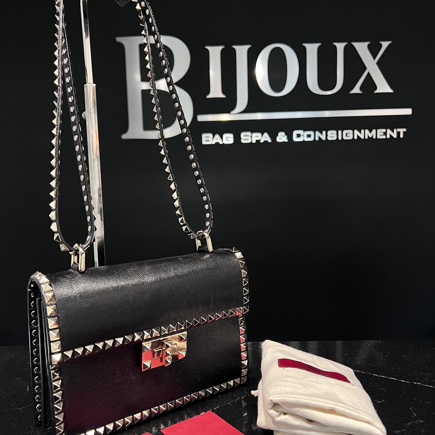 Valentino No Limit Rockstud Black Bag Bijoux Bag Spa Consignment