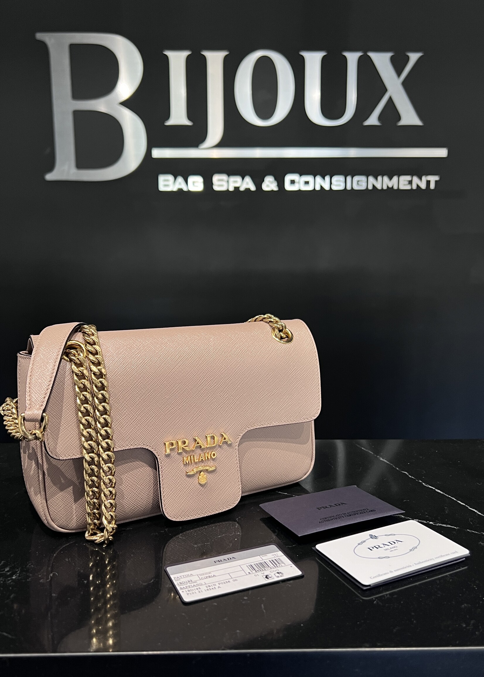 Prada SOLD- Prada Pattina Gold Chain Cross Body