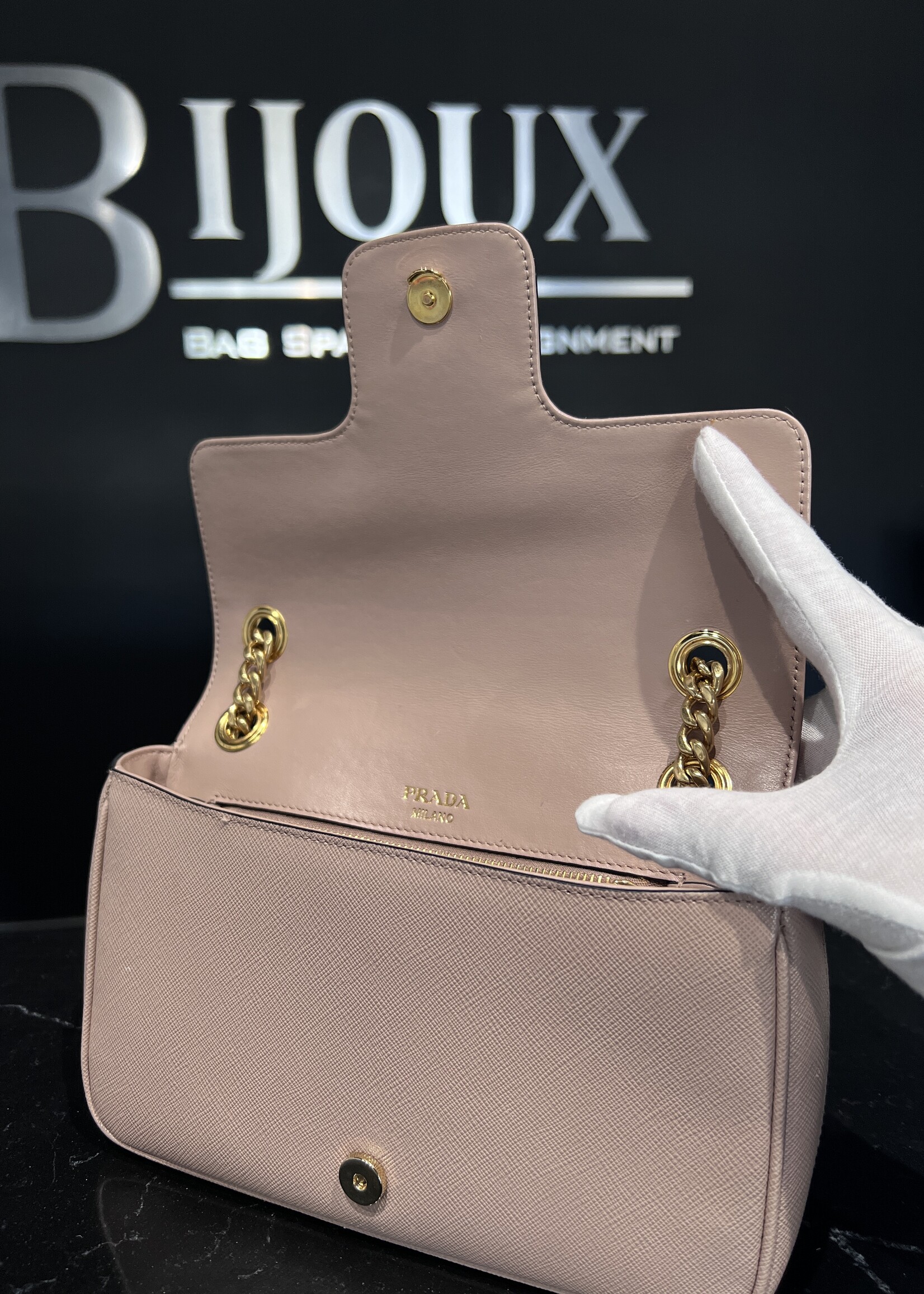 Prada SOLD- Prada Pattina Gold Chain Cross Body