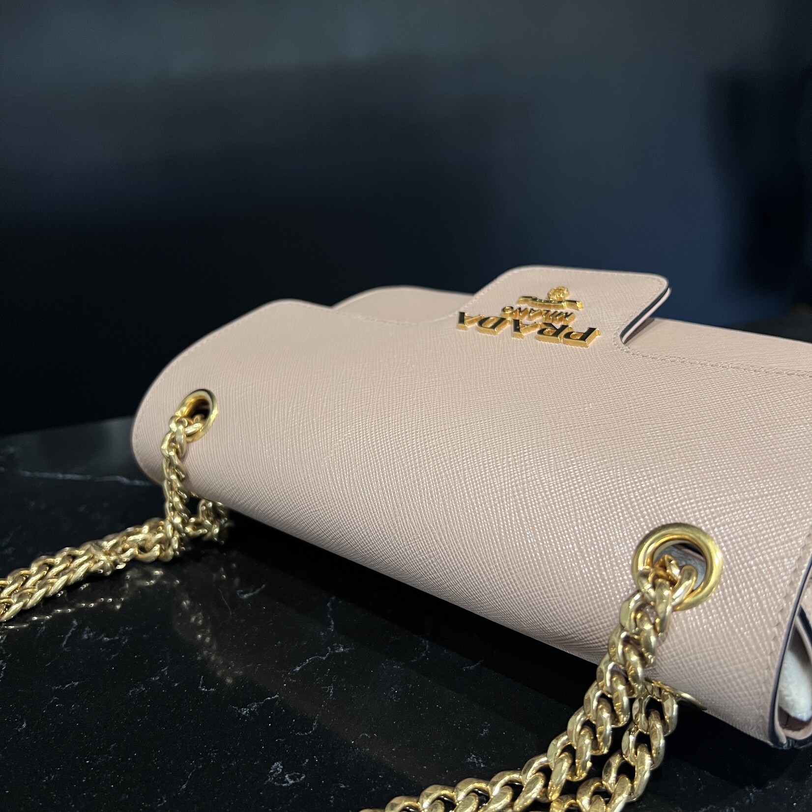 Prada SOLD- Prada Pattina Gold Chain Cross Body