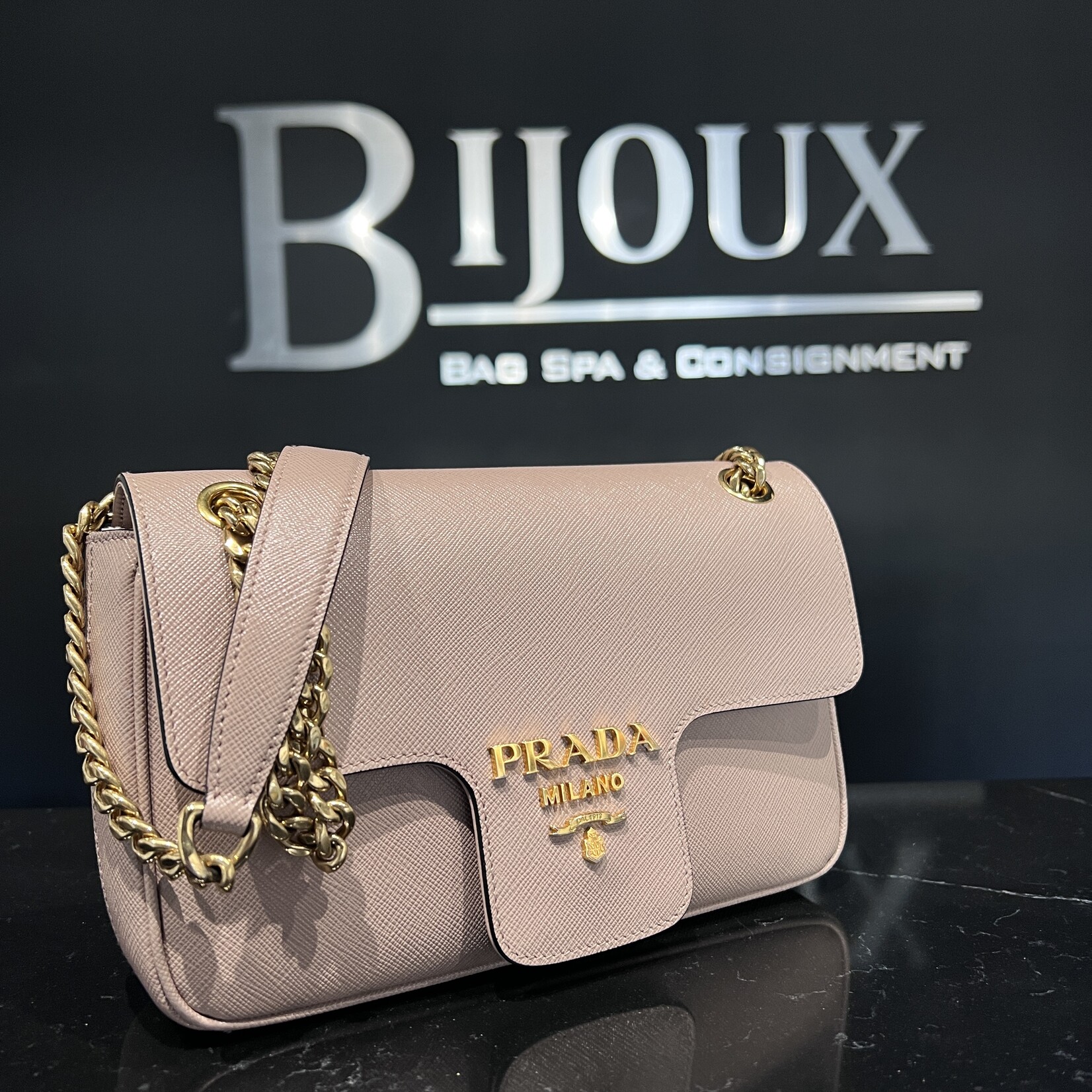 Prada SOLD- Prada Pattina Gold Chain Cross Body