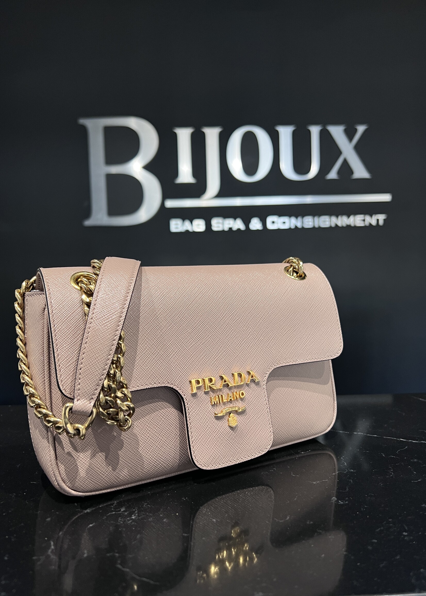 Prada SOLD- Prada Pattina Gold Chain Cross Body