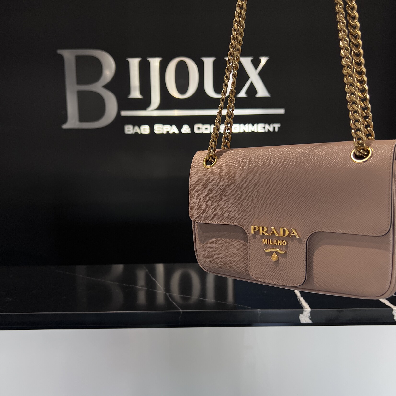 Prada SOLD- Prada Pattina Gold Chain Cross Body