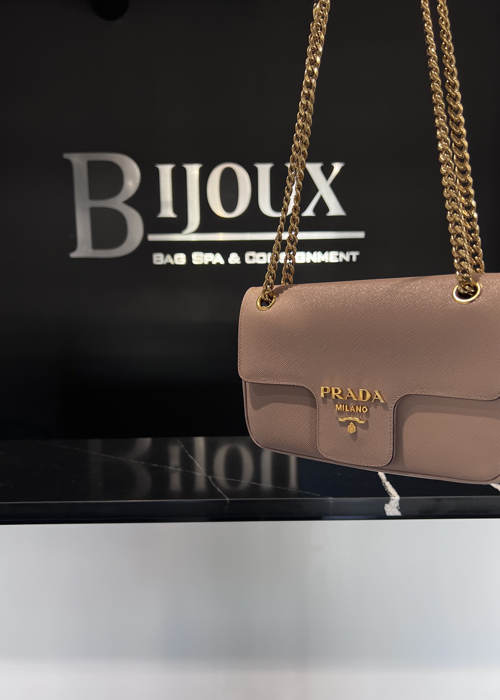 Prada SOLD- Prada Pattina Gold Chain Cross Body