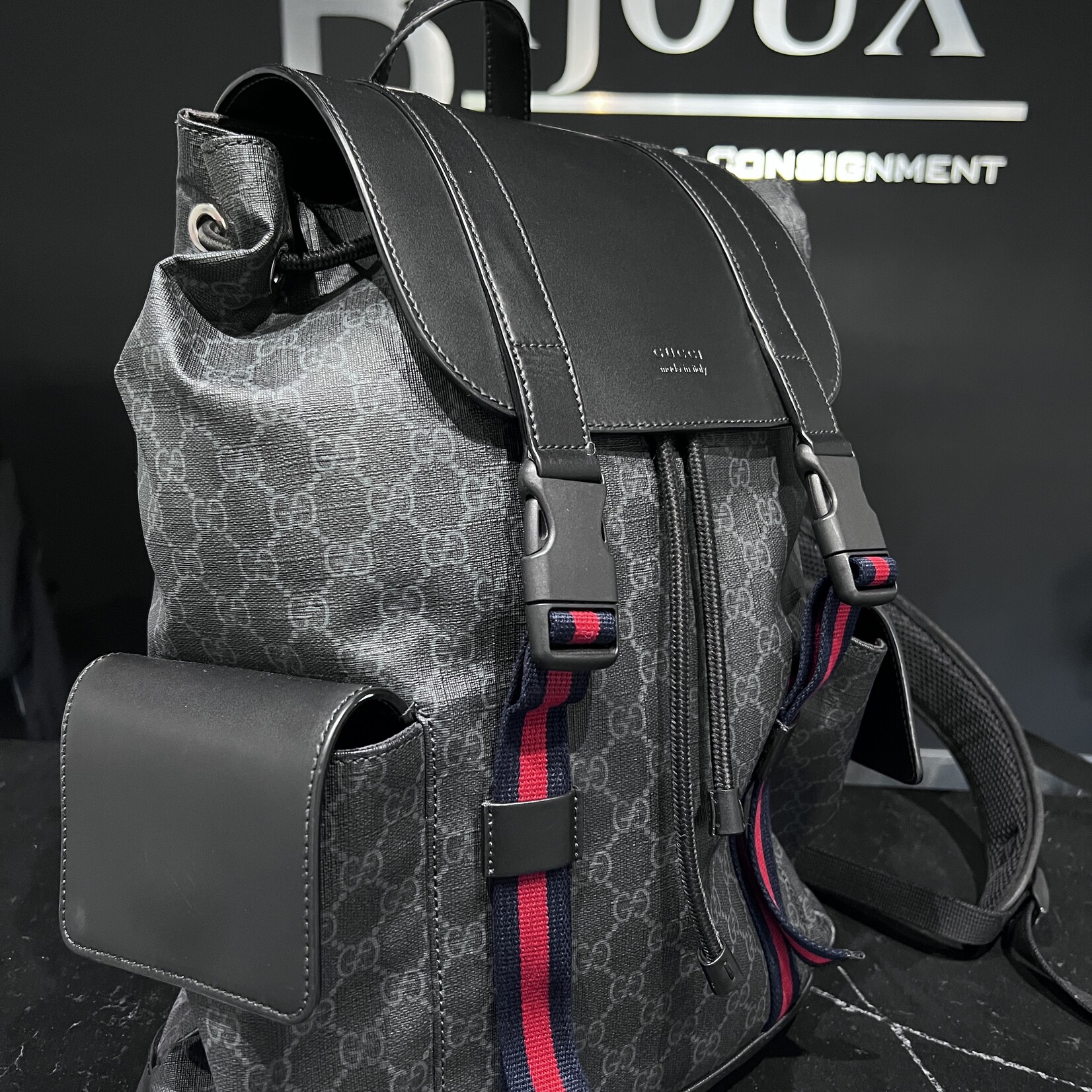 Gucci SOLD- Gucci Soft Black GG Supreme Backpack