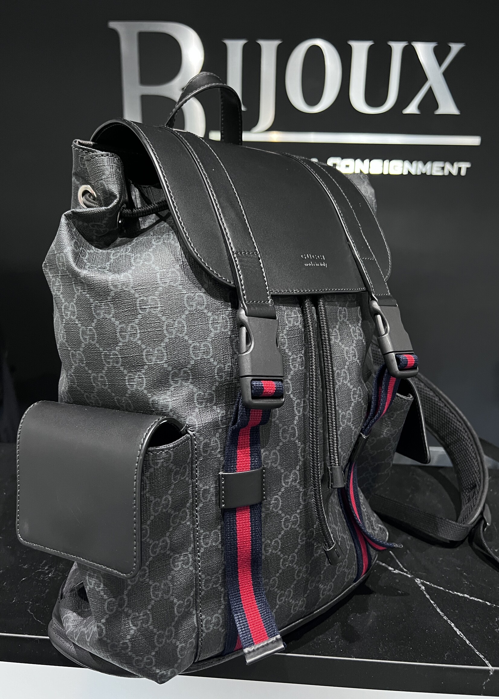 Gucci SOLD- Gucci Soft Black GG Supreme Backpack
