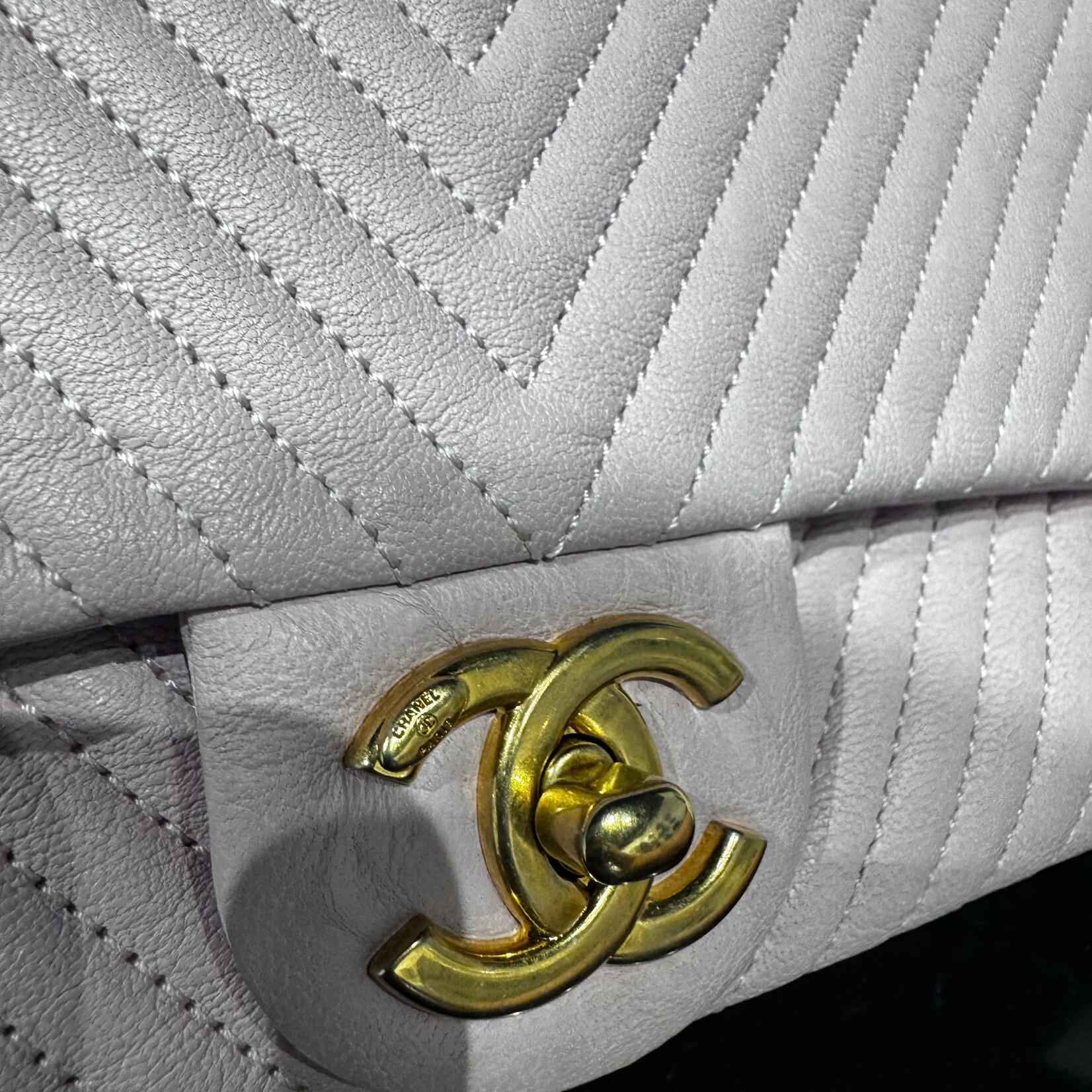 Chanel Chanel Calfskin Surpique Chevron Small Flap