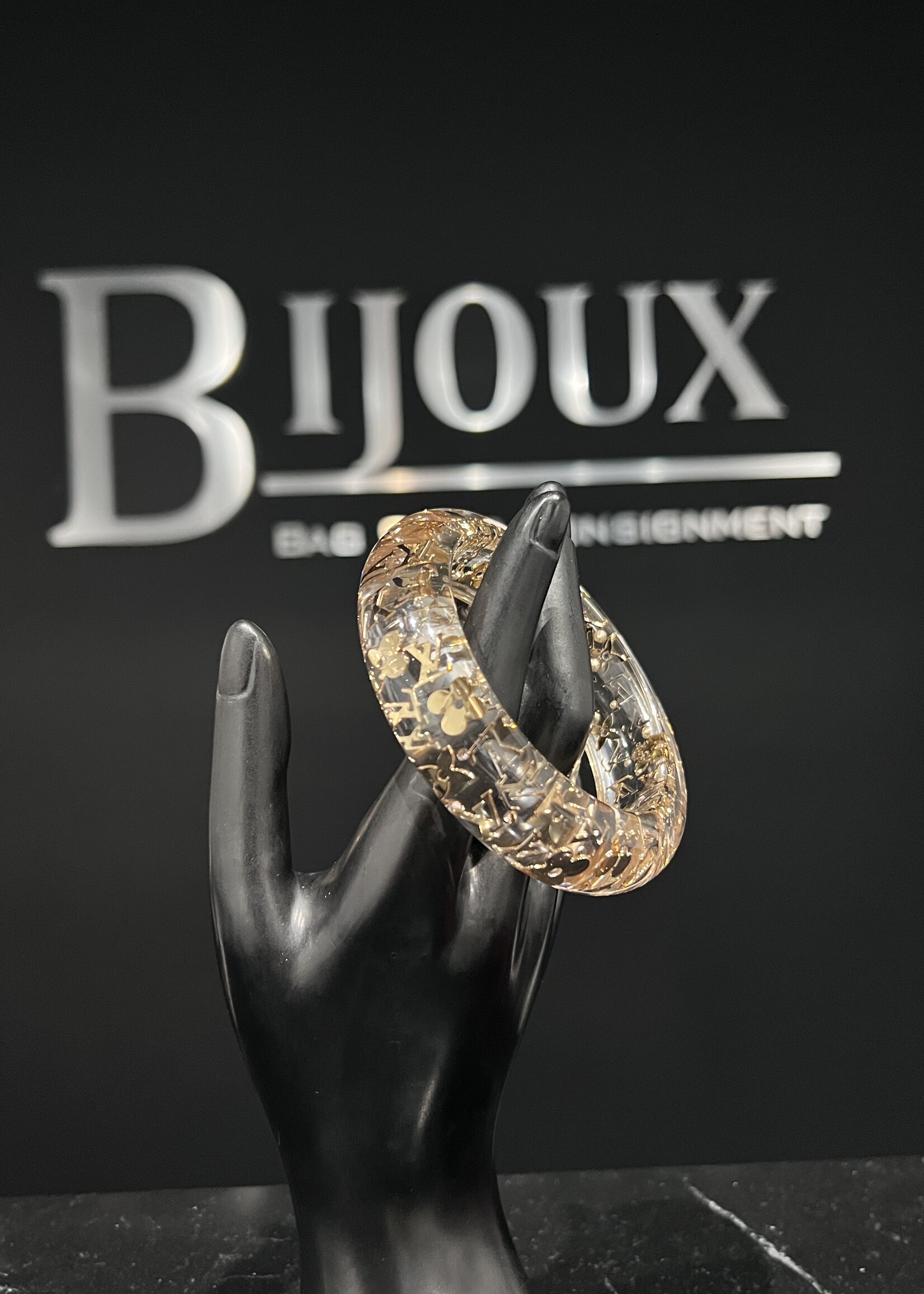 Louis Vuitton Louis Vuitton Gold-Tone Monogram Inclusion Bangle