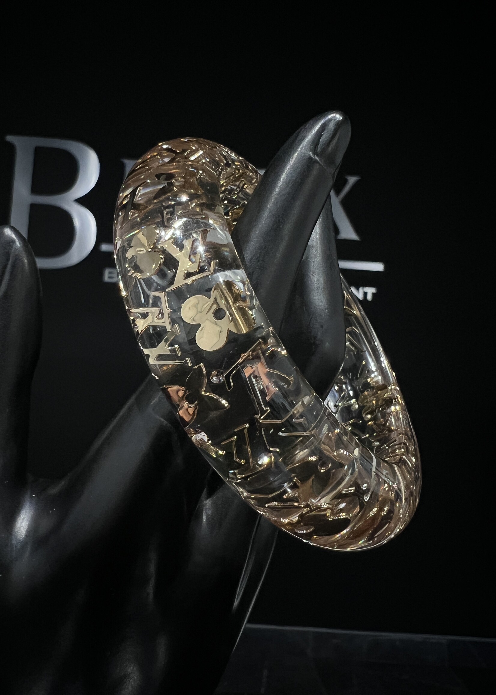 Louis Vuitton Louis Vuitton Gold-Tone Monogram Inclusion Bangle