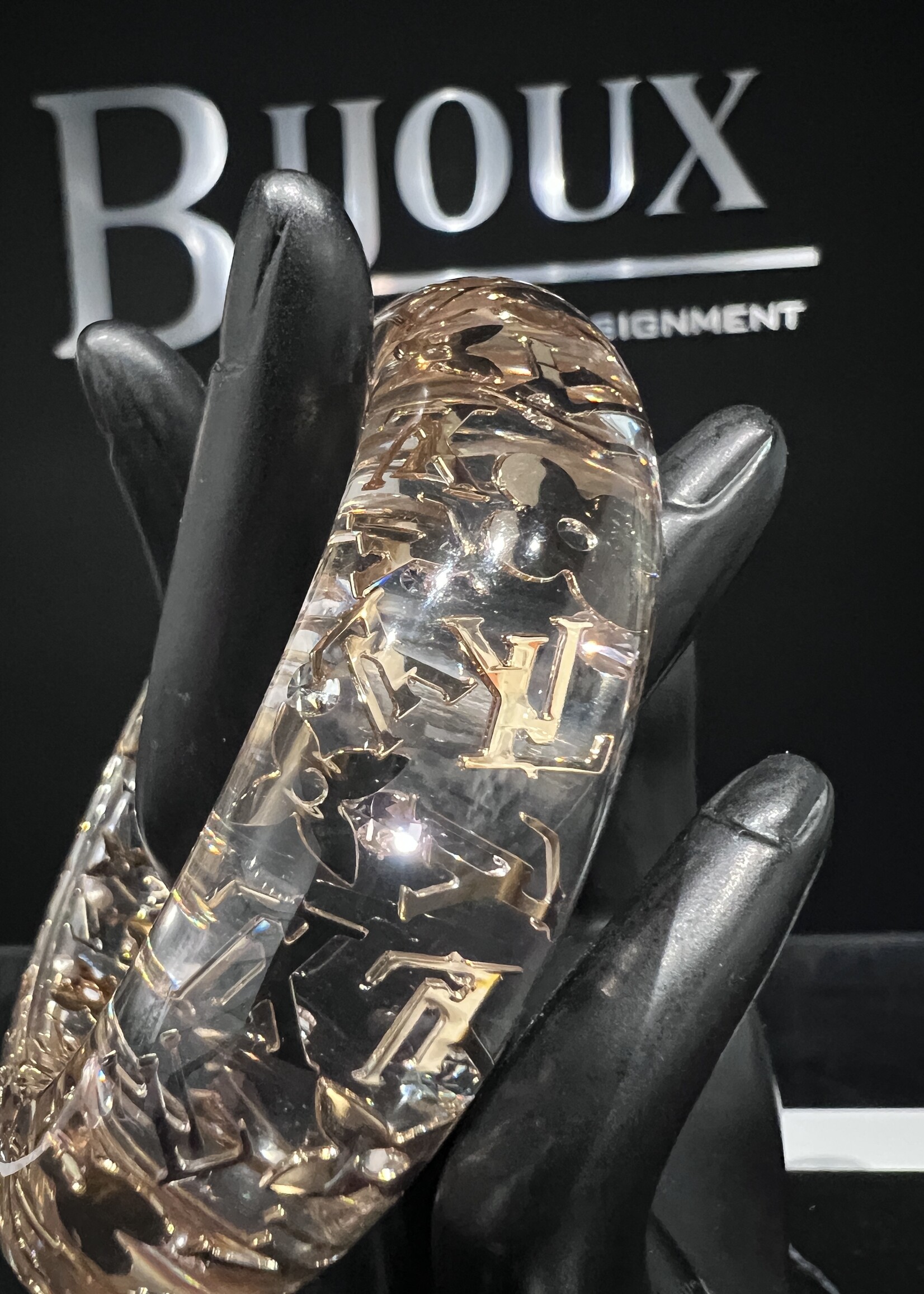 Louis Vuitton Louis Vuitton Gold-Tone Monogram Inclusion Bangle