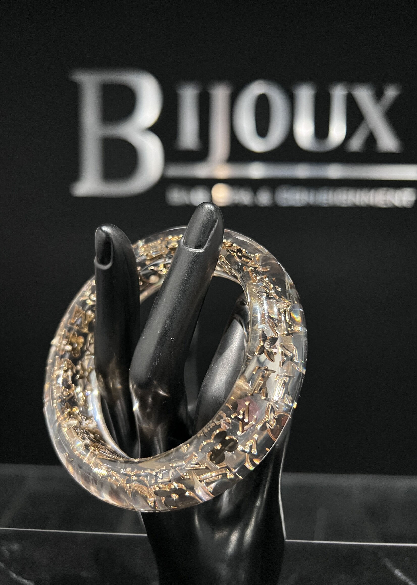 Louis Vuitton Louis Vuitton Gold-Tone Monogram Inclusion Bangle