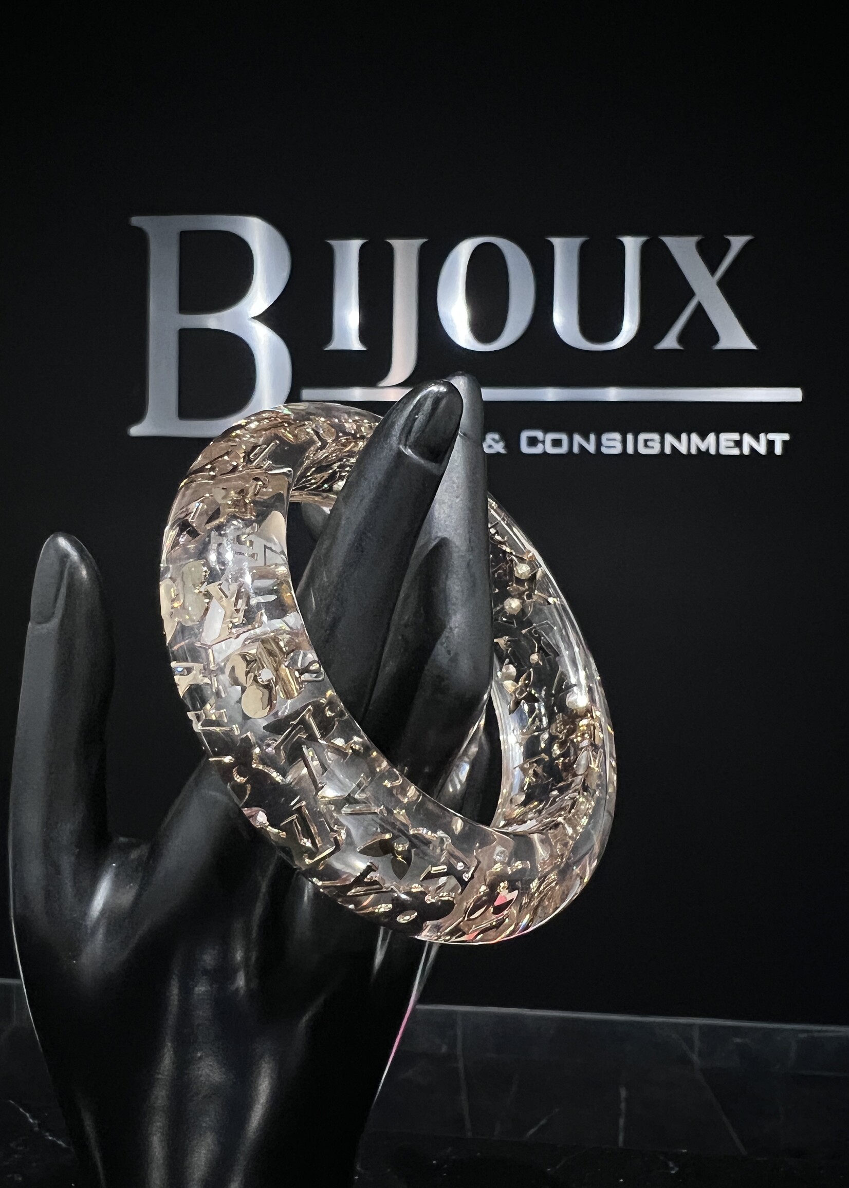 Louis Vuitton Louis Vuitton Gold-Tone Monogram Inclusion Bangle