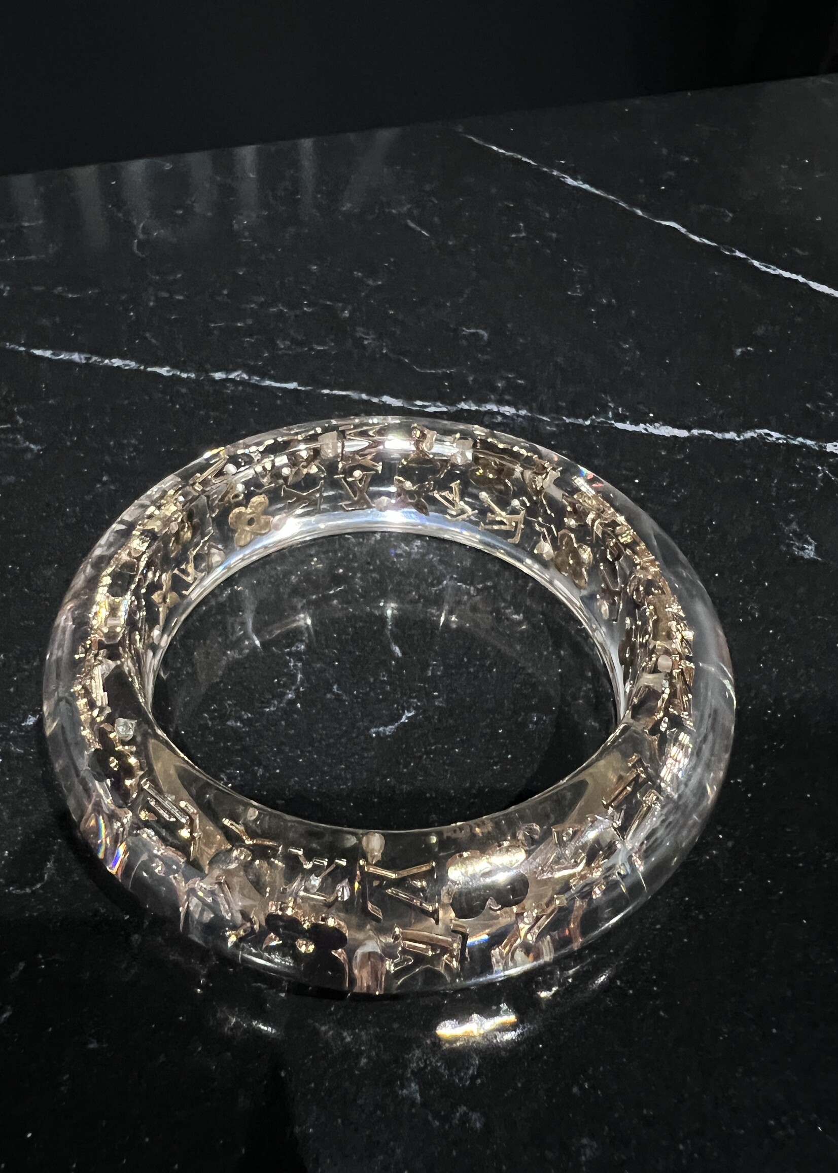 Louis Vuitton Louis Vuitton Gold-Tone Monogram Inclusion Bangle