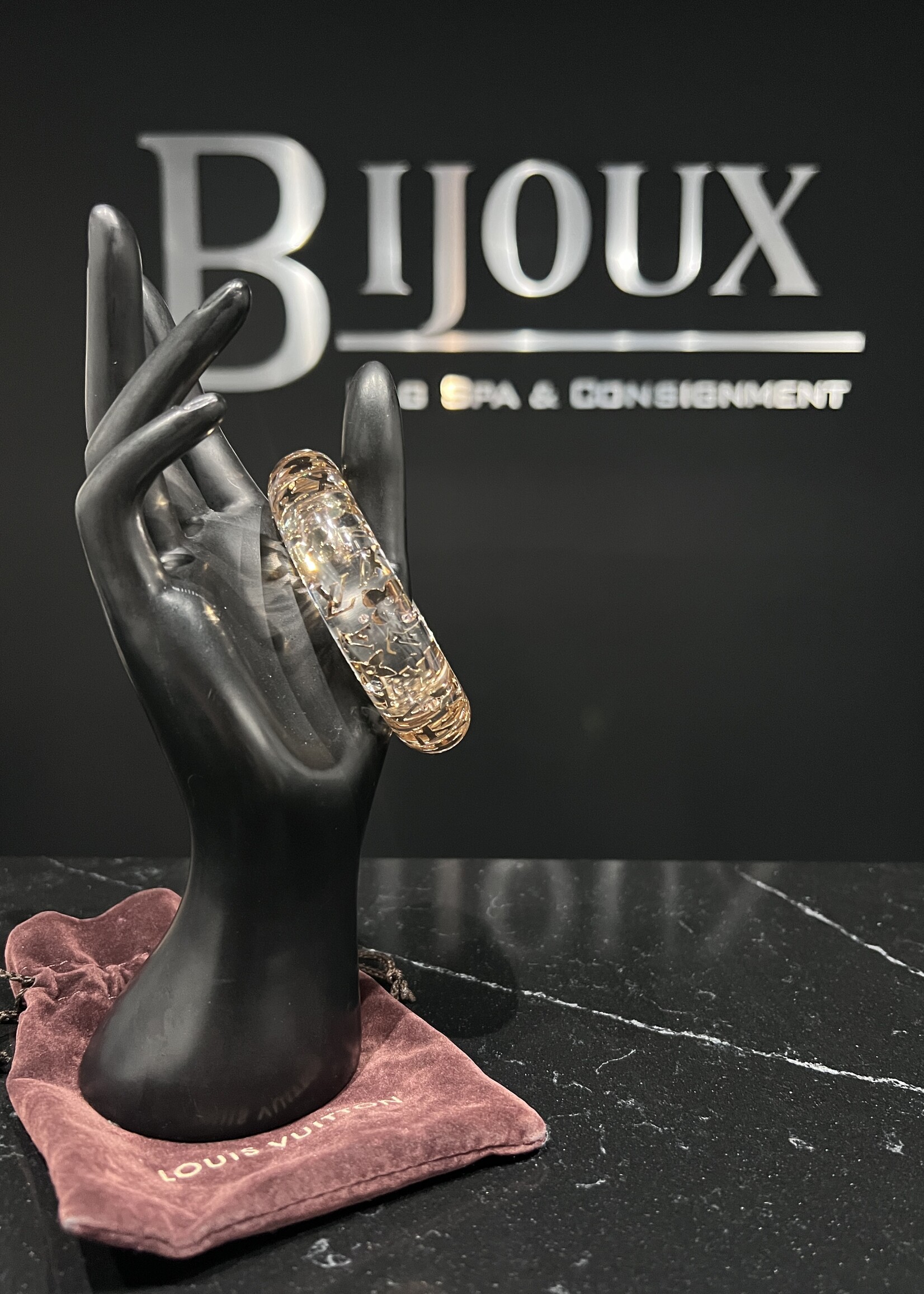 Louis Vuitton Louis Vuitton Gold-Tone Monogram Inclusion Bangle