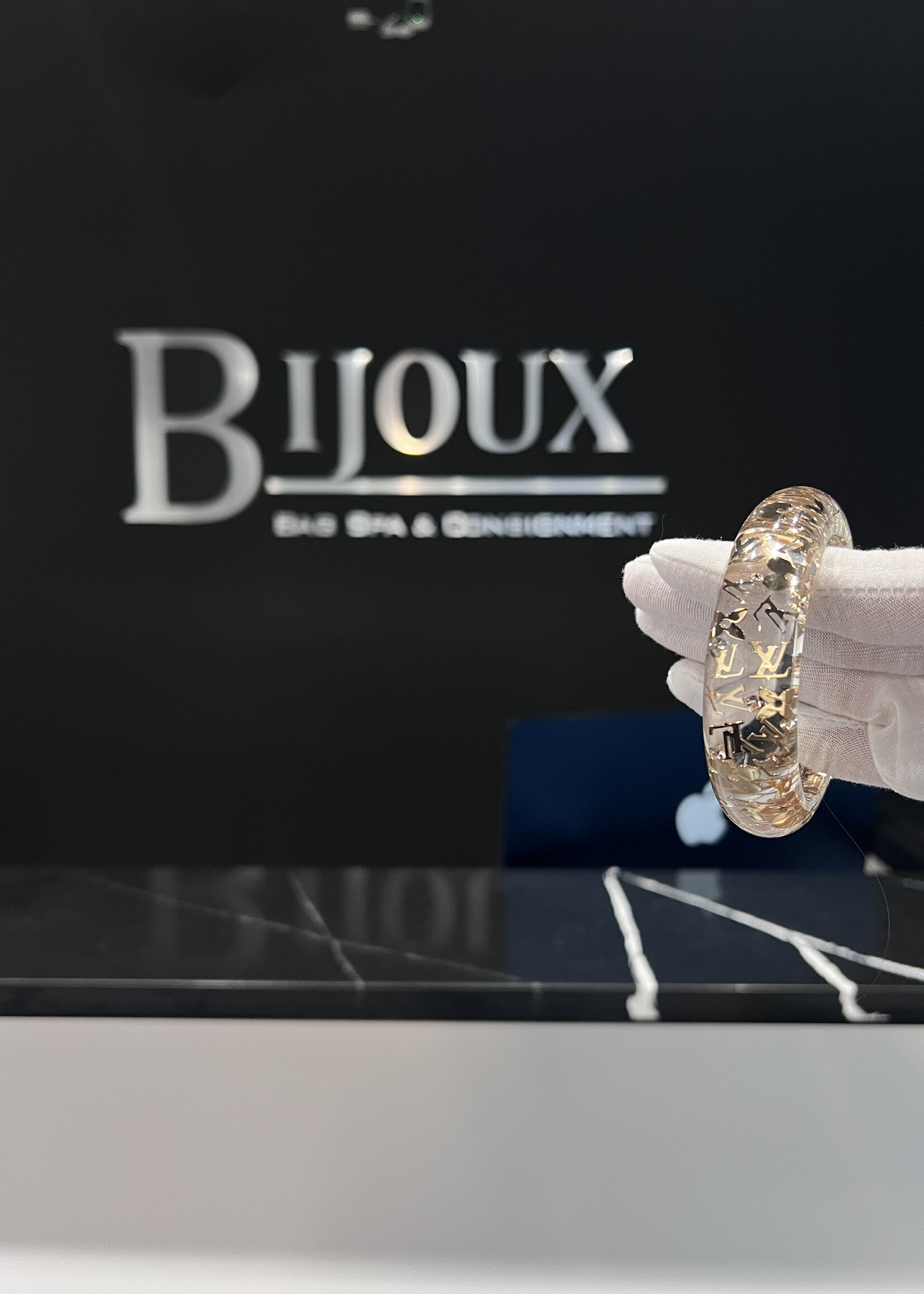 Louis Vuitton Louis Vuitton Gold-Tone Monogram Inclusion Bangle