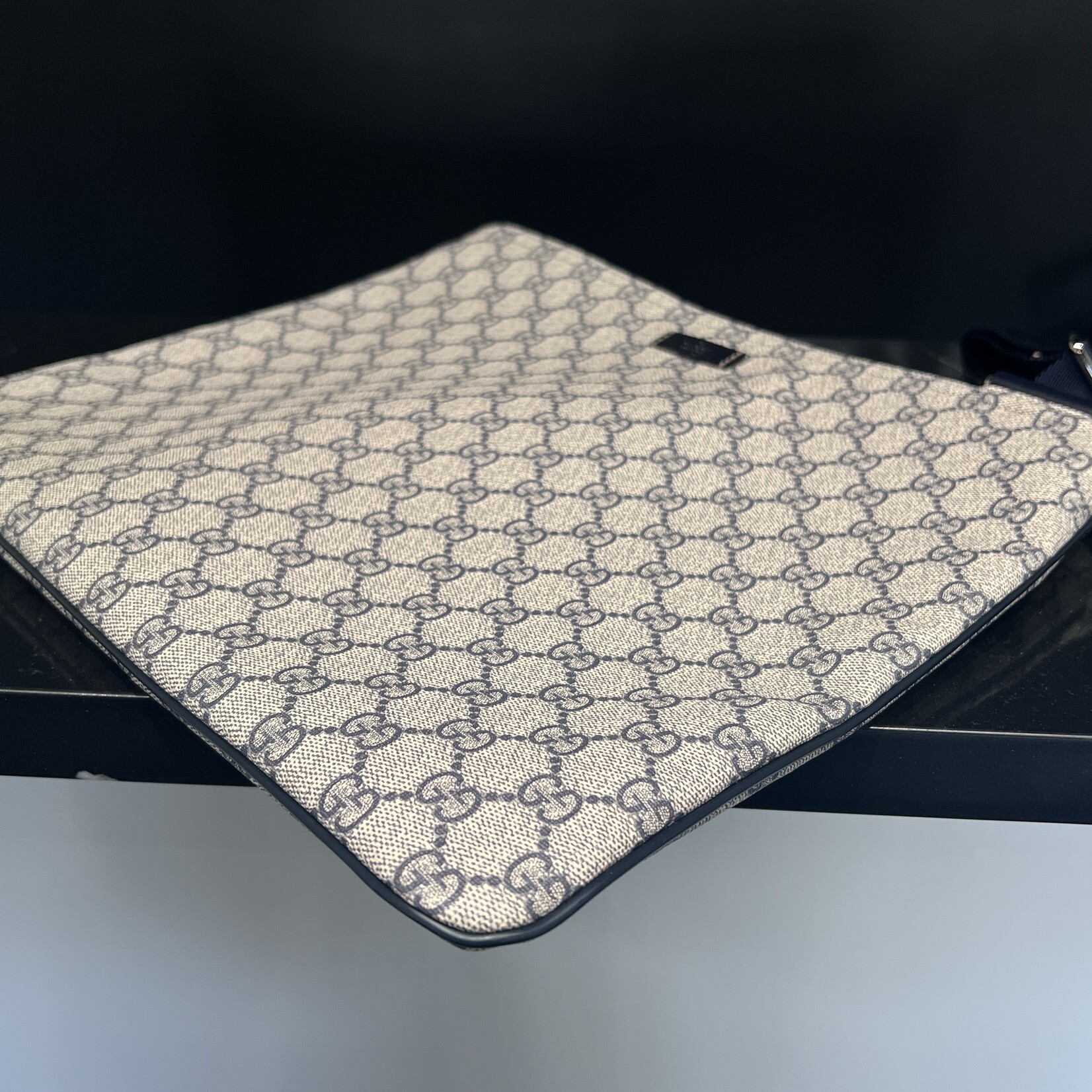 Gucci SOLD- Gucci Flat Navy Messenger