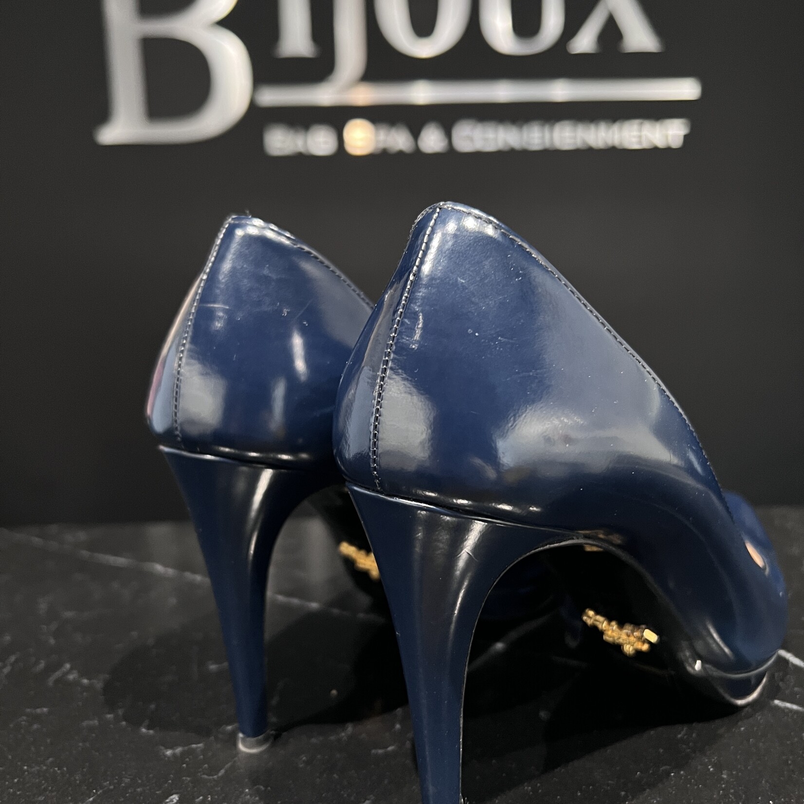 Prada SOLD- Prada Patent Navy Heels 39