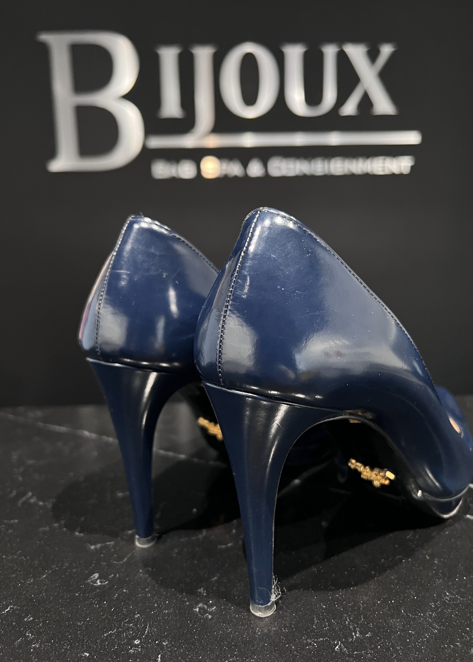 Prada SOLD- Prada Patent Navy Heels 39