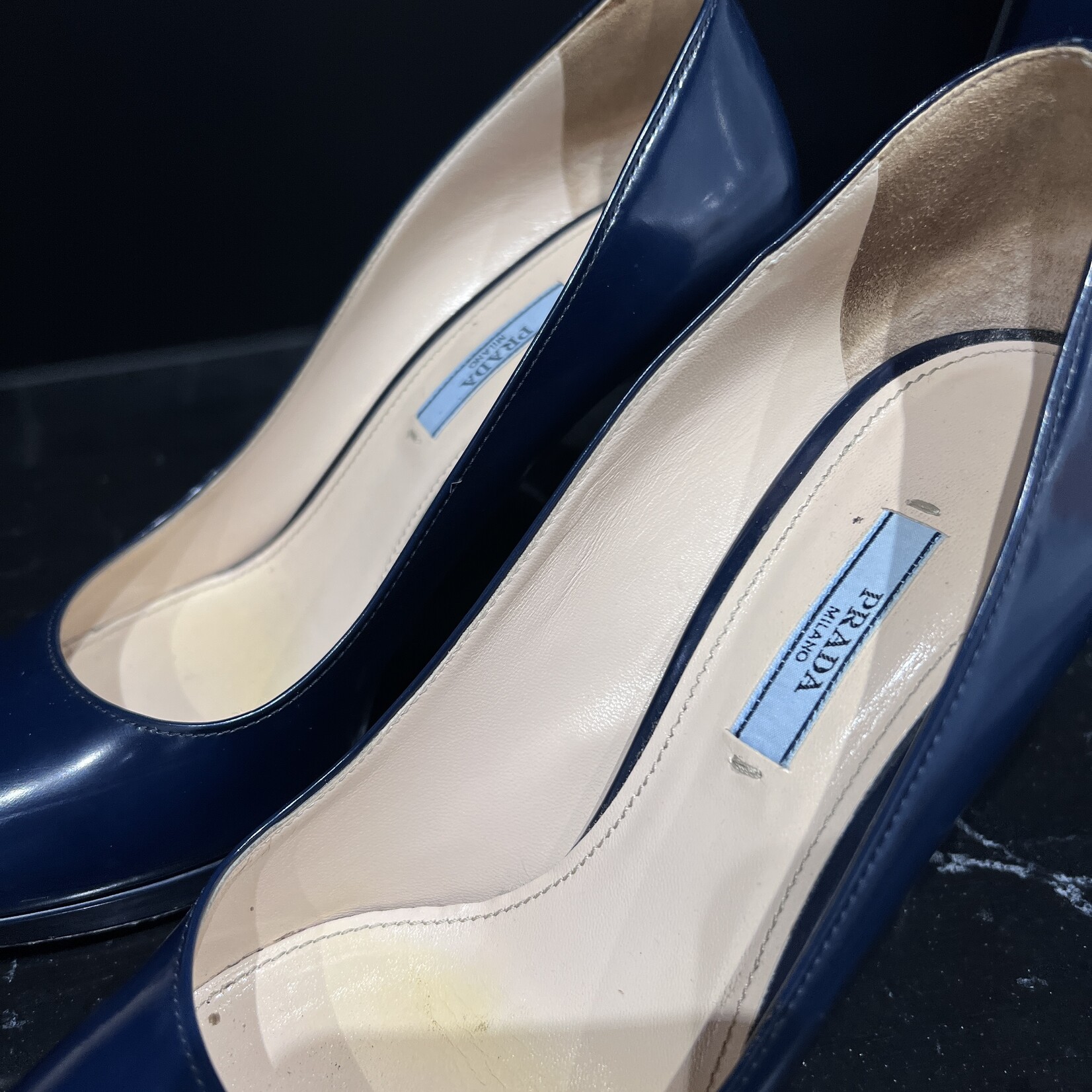 Prada SOLD- Prada Patent Navy Heels 39