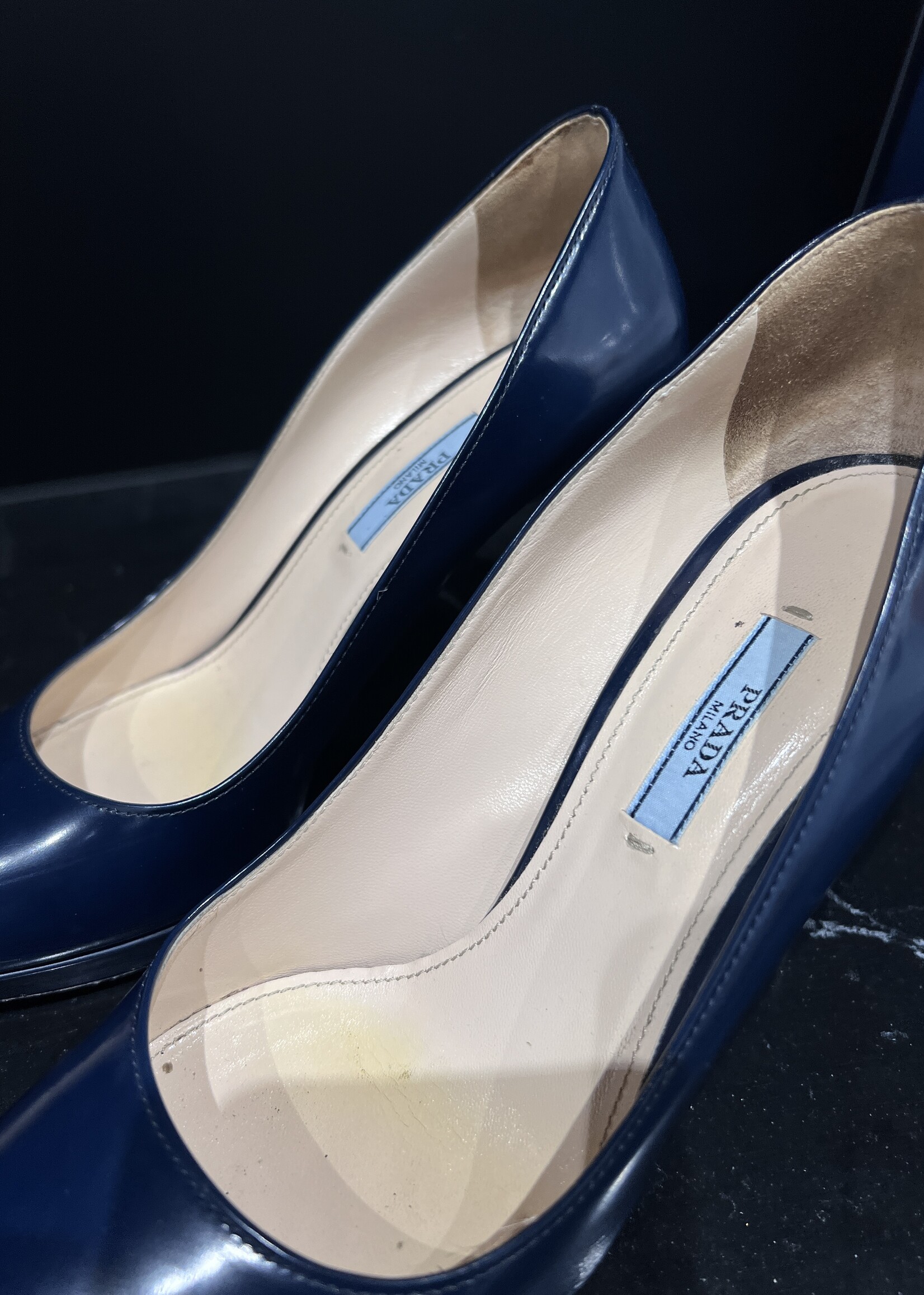 Prada SOLD- Prada Patent Navy Heels 39