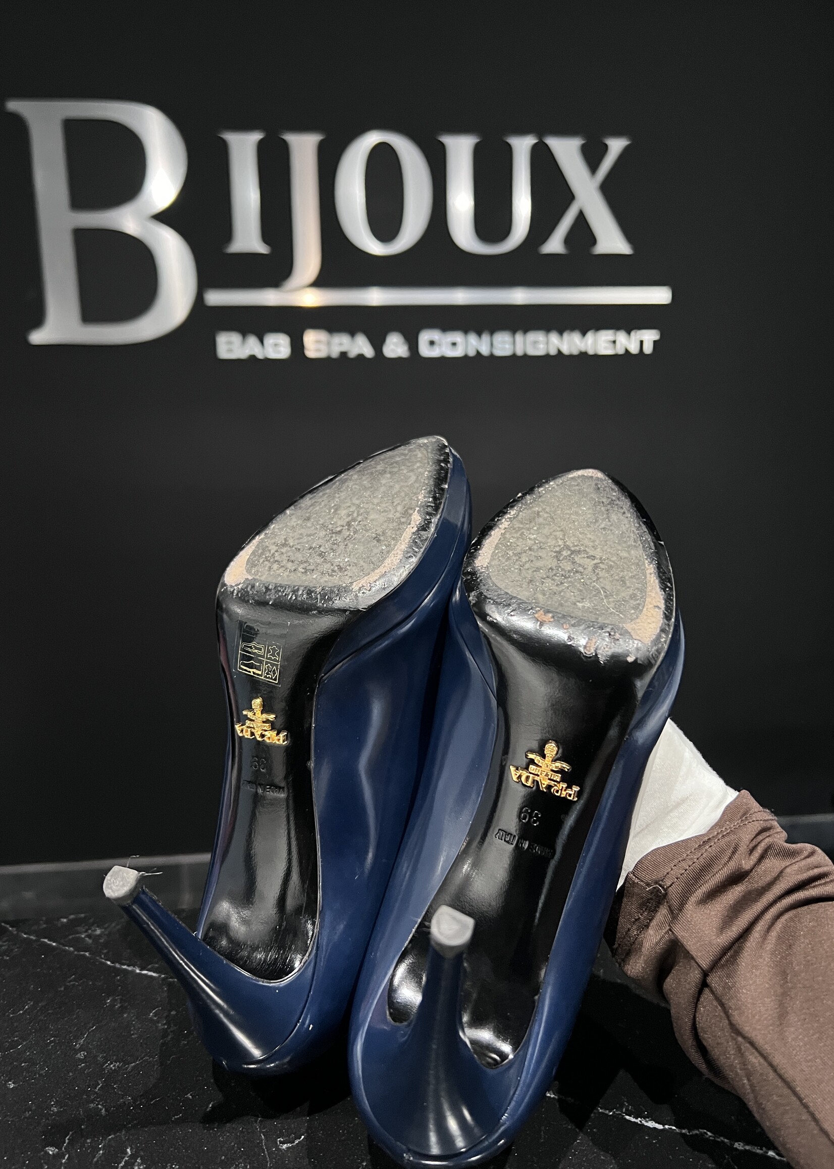 Prada SOLD- Prada Patent Navy Heels 39