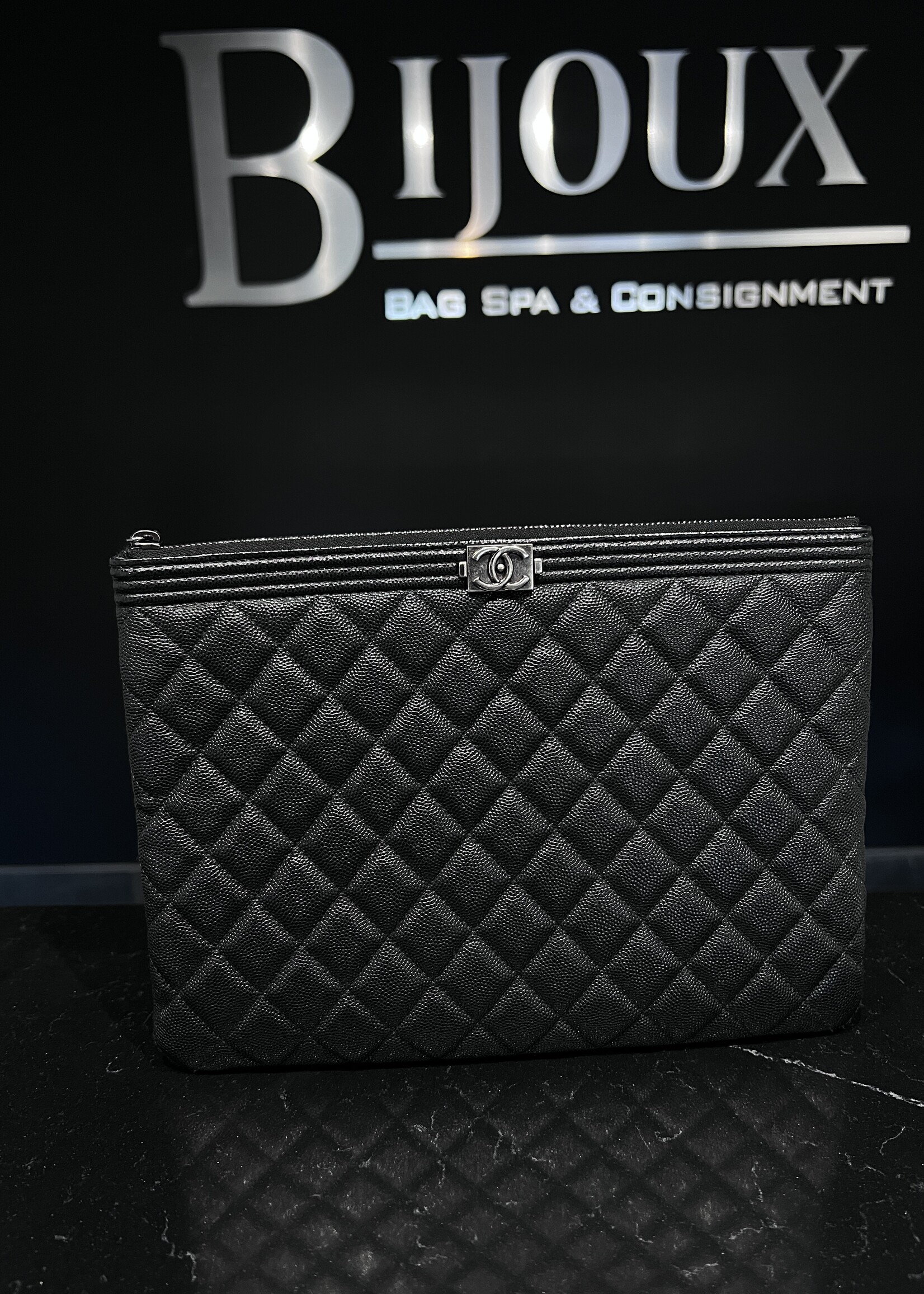 Chanel SOLD - Chanel Boy Caviar Clutch