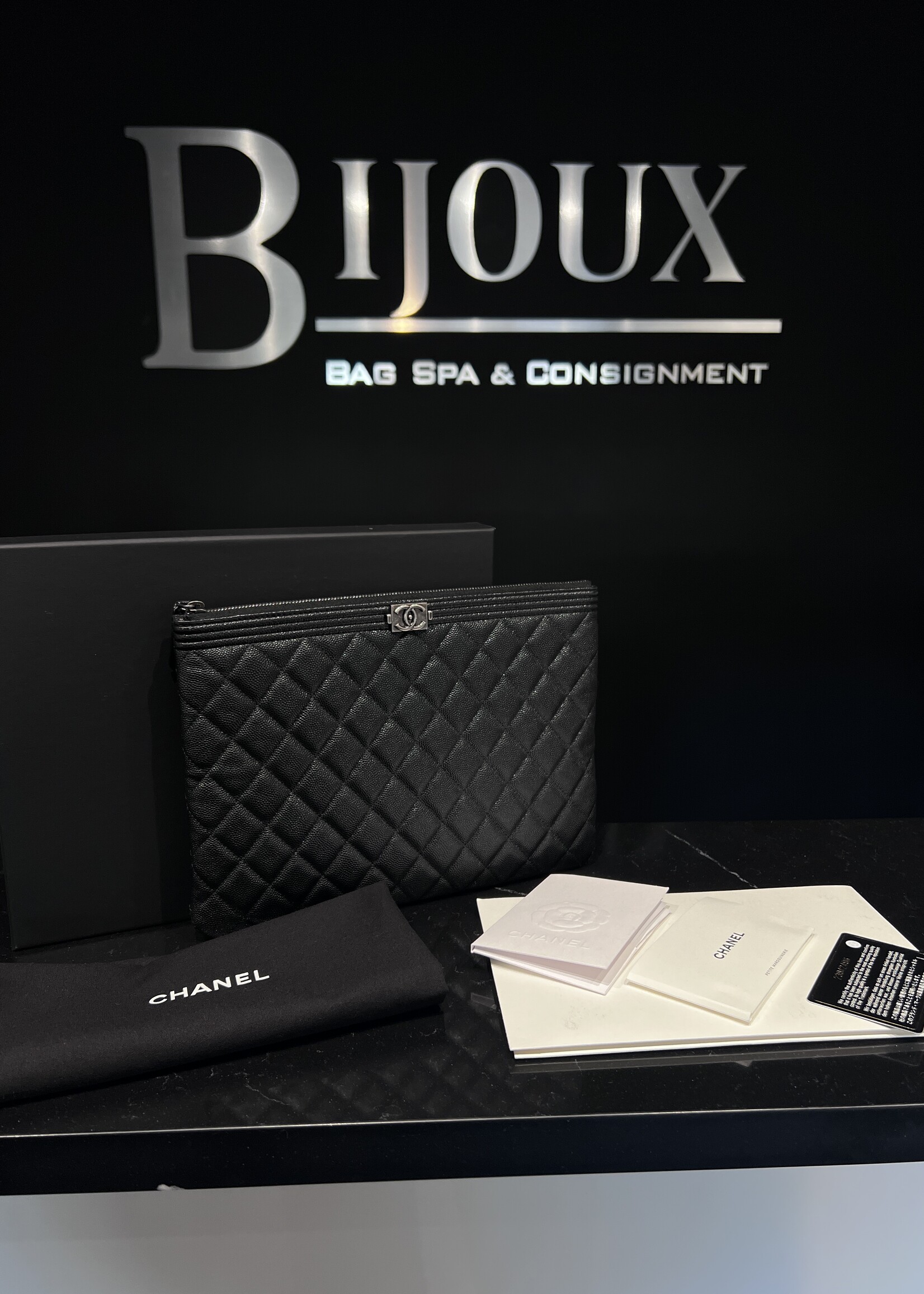 Chanel SOLD - Chanel Boy Caviar Clutch