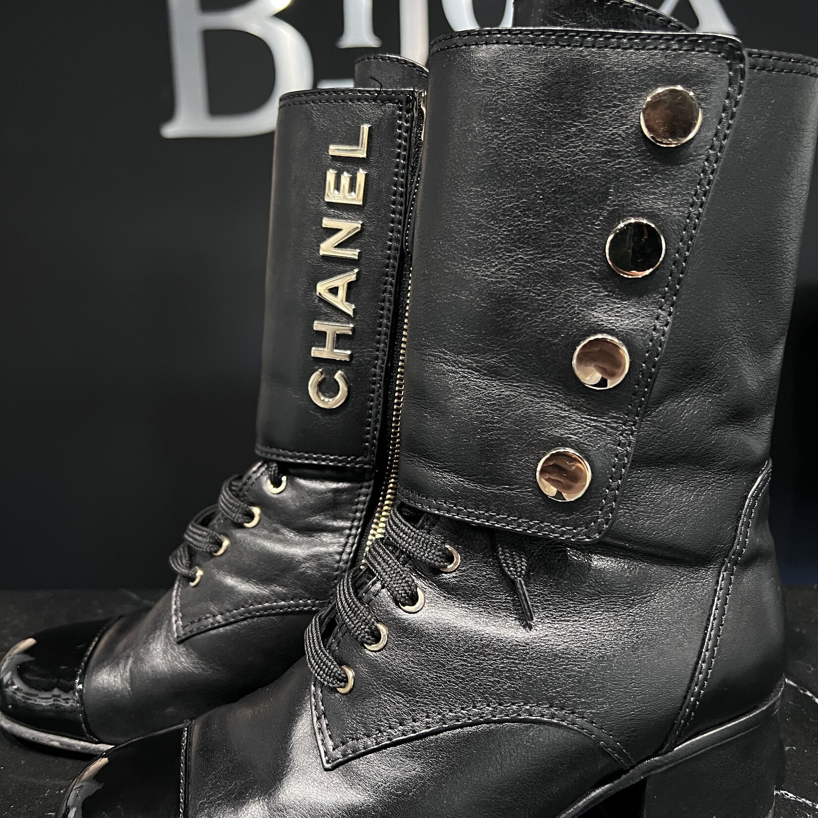 Chanel SOLD- Chanel Logo Boots 38.5