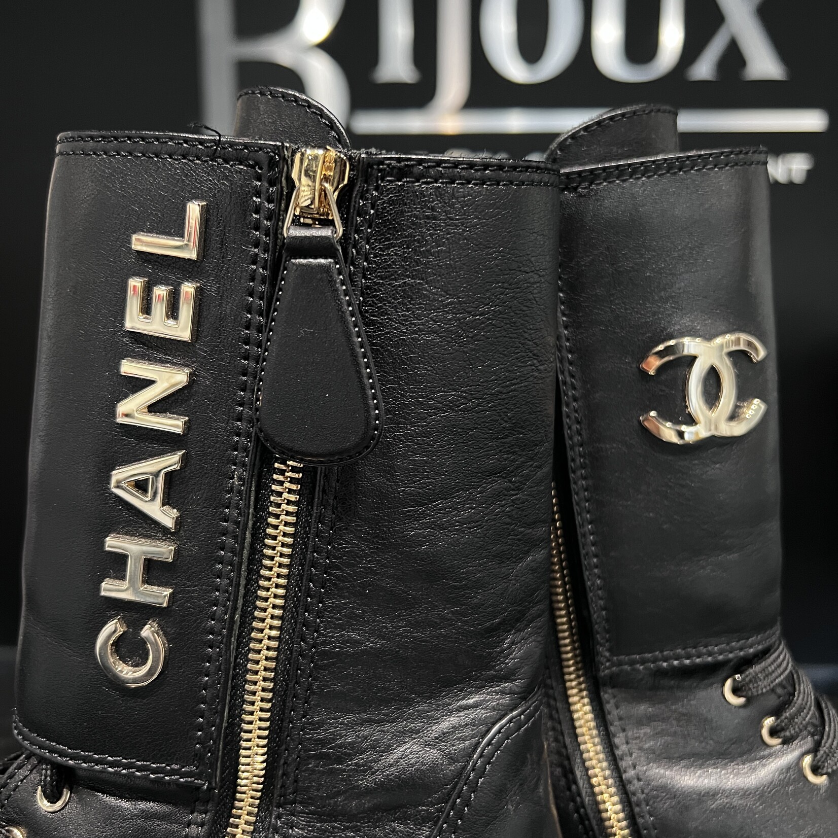Chanel SOLD- Chanel Logo Boots 38.5