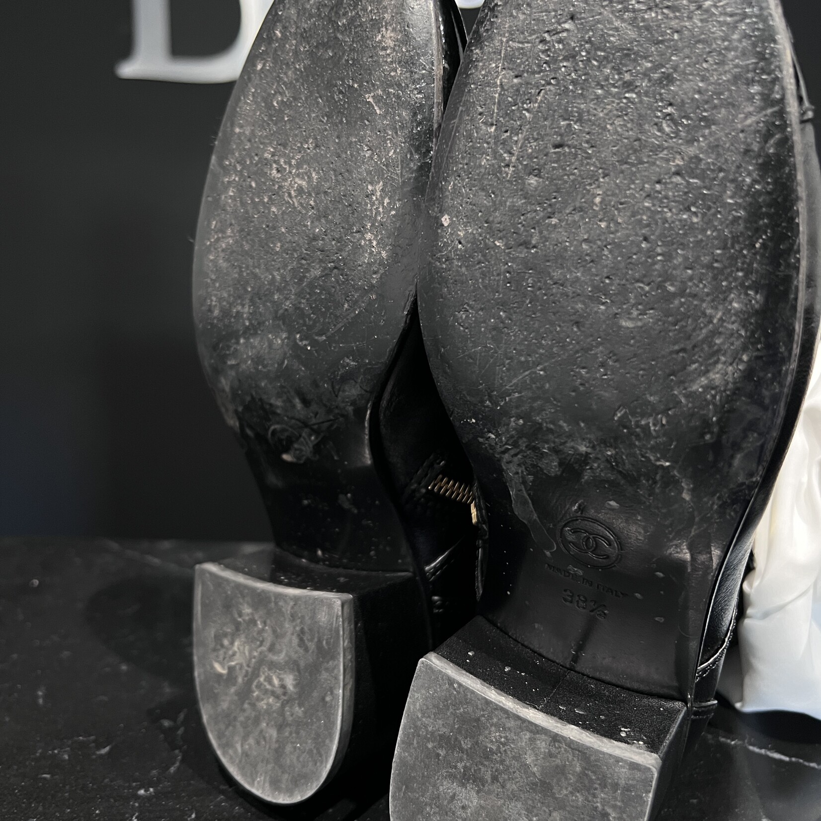 Chanel SOLD- Chanel Logo Boots 38.5