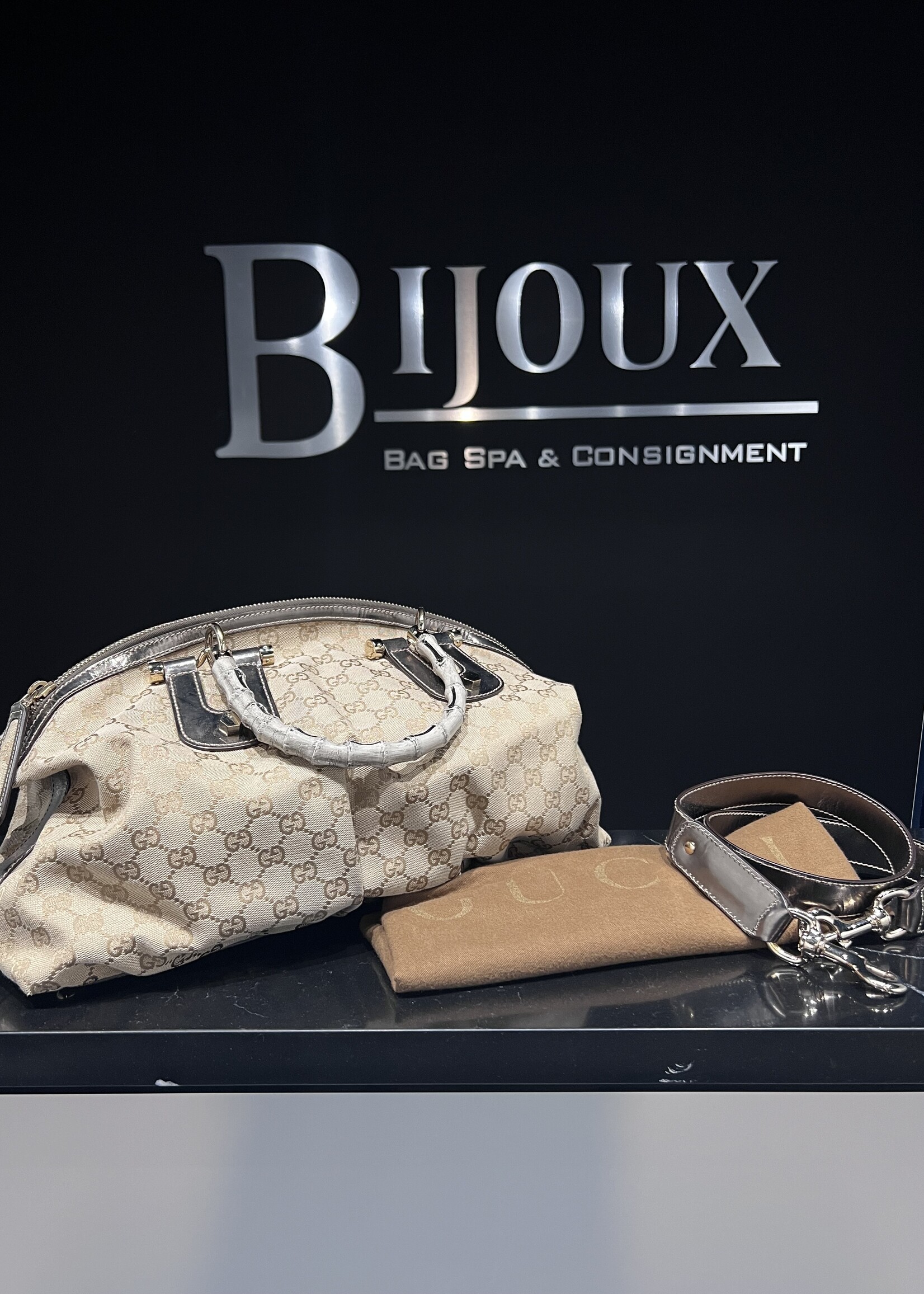 Gucci SOLD- Gucci Monogram Bamboo Handle