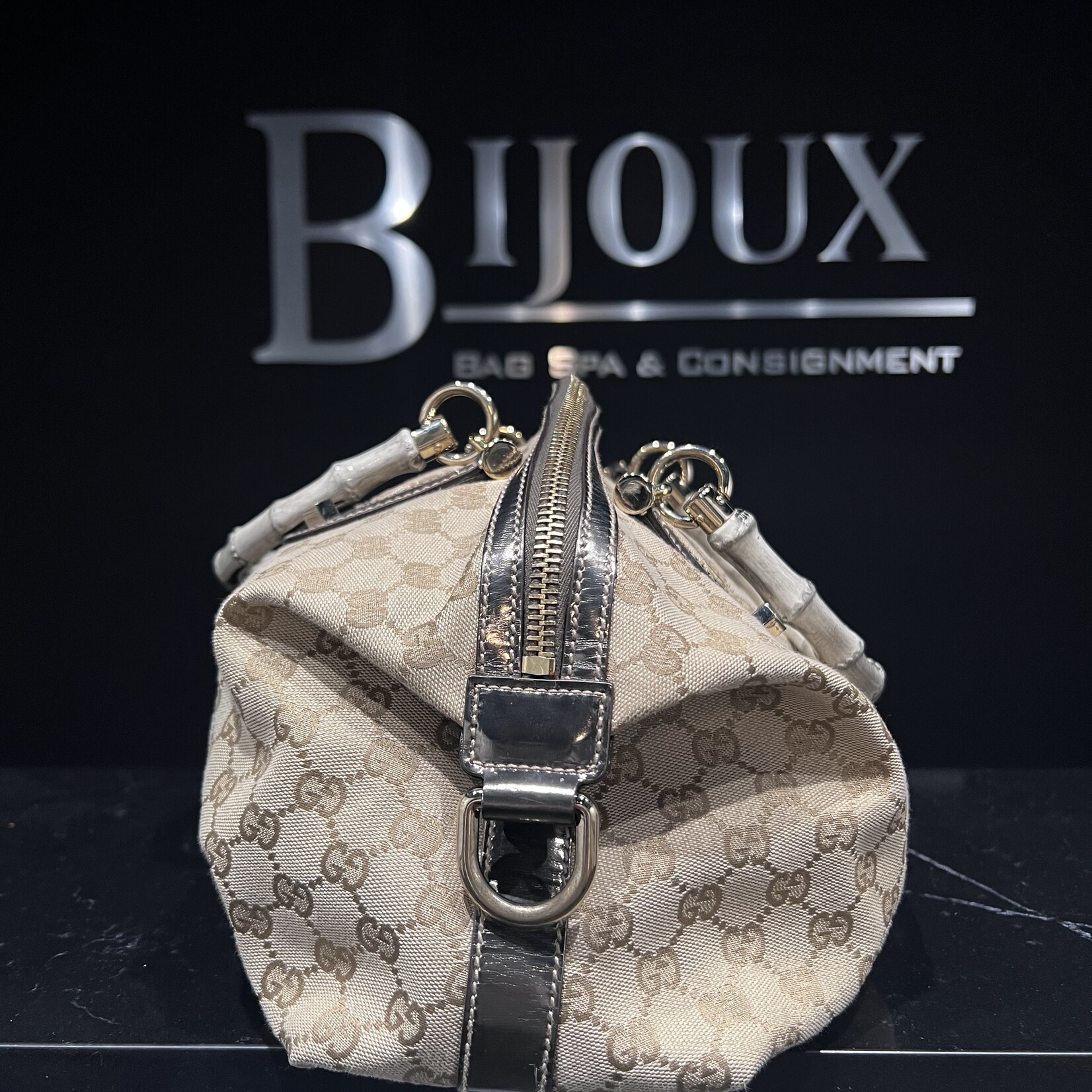Gucci SOLD- Gucci Monogram Bamboo Handle