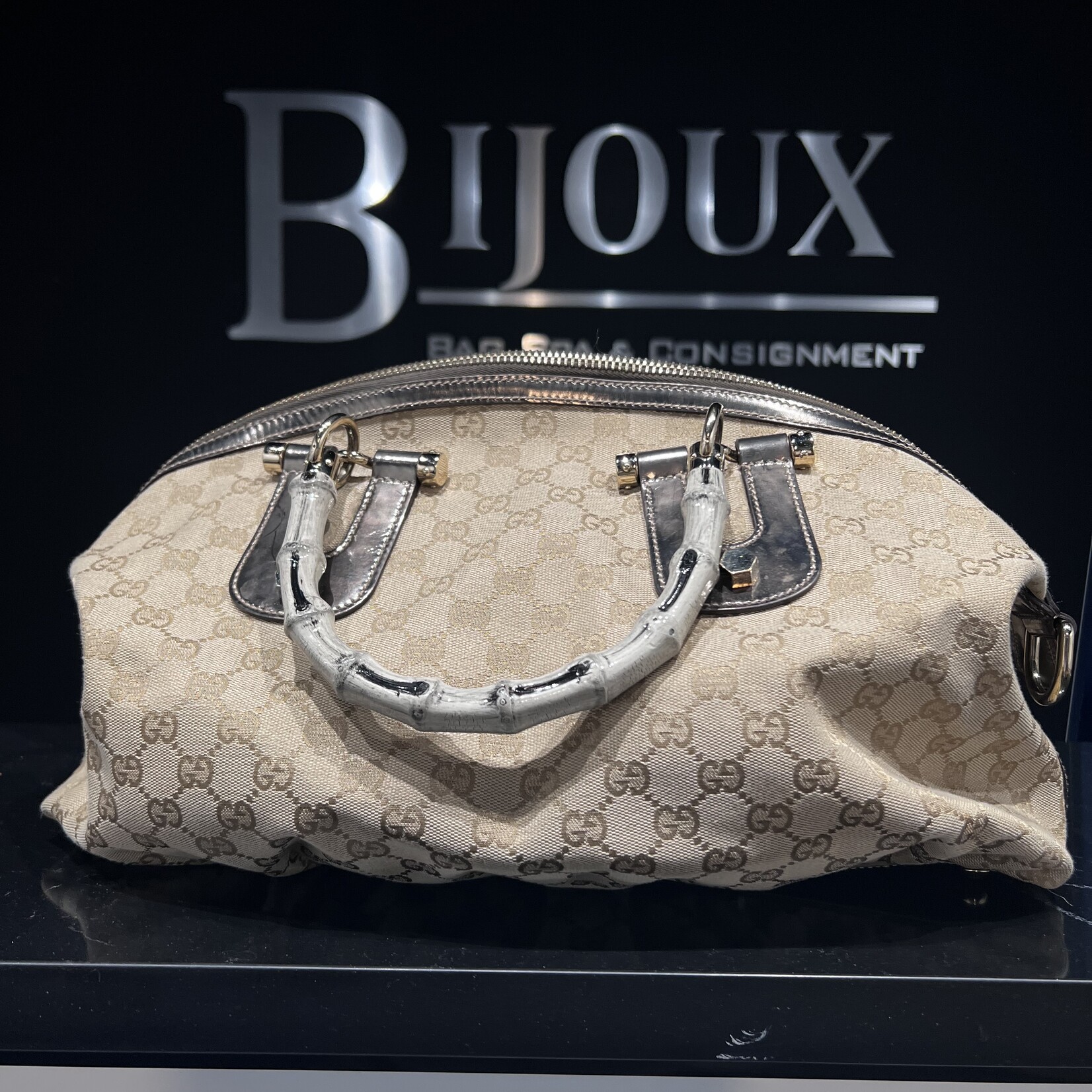Gucci SOLD- Gucci Monogram Bamboo Handle
