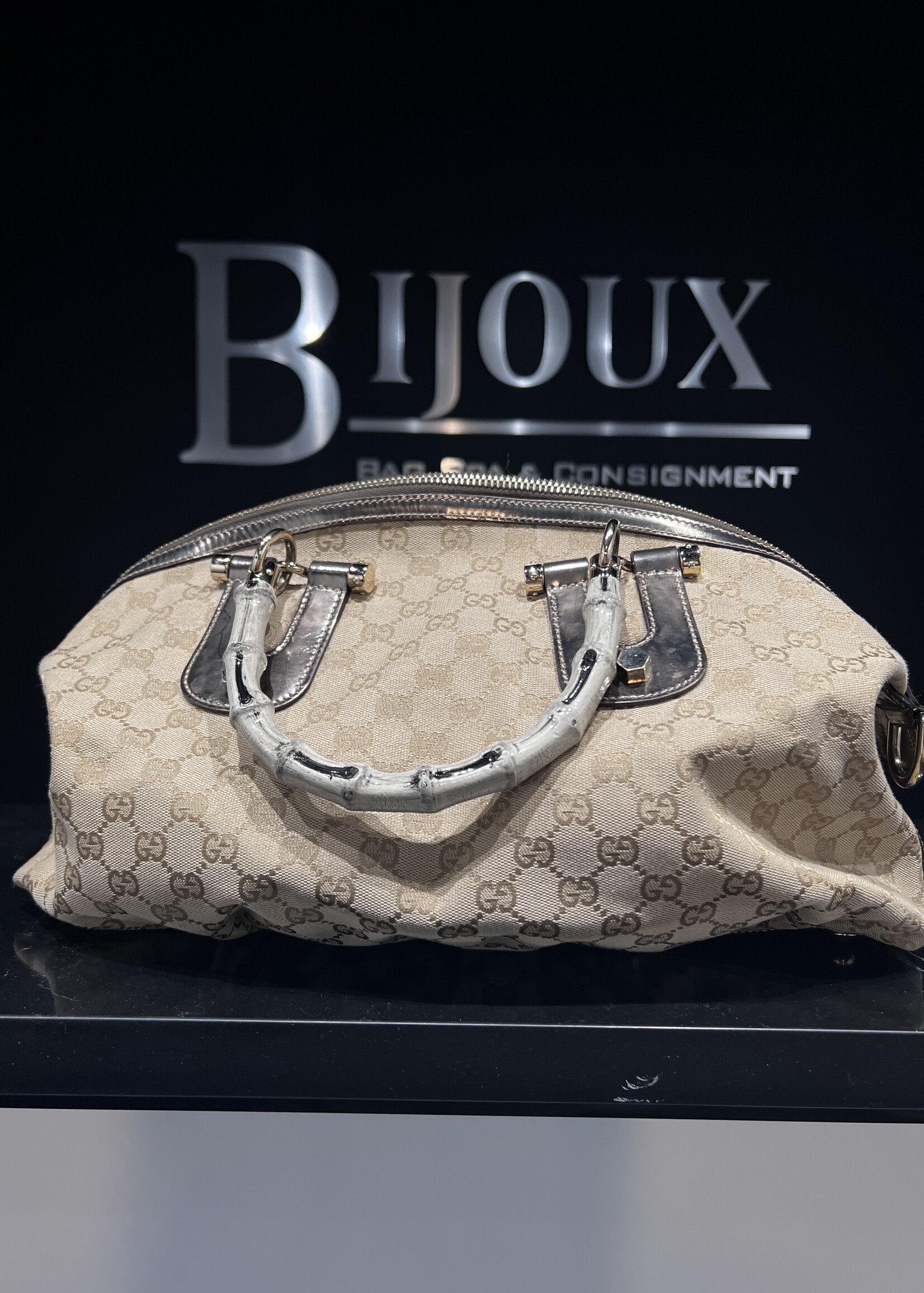Gucci SOLD- Gucci Monogram Bamboo Handle