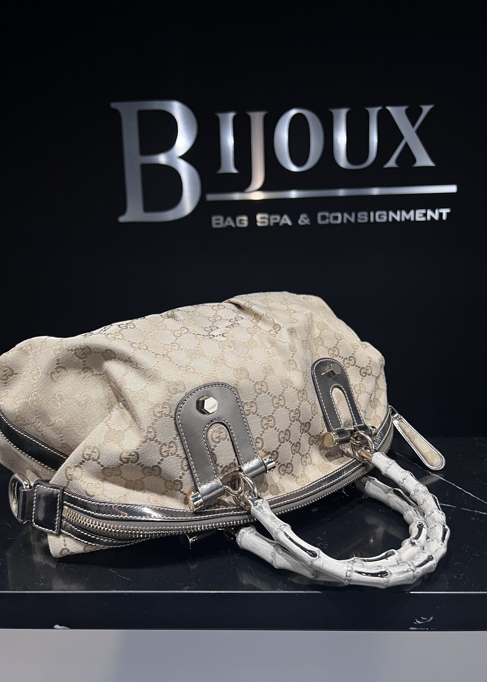 Gucci SOLD- Gucci Monogram Bamboo Handle