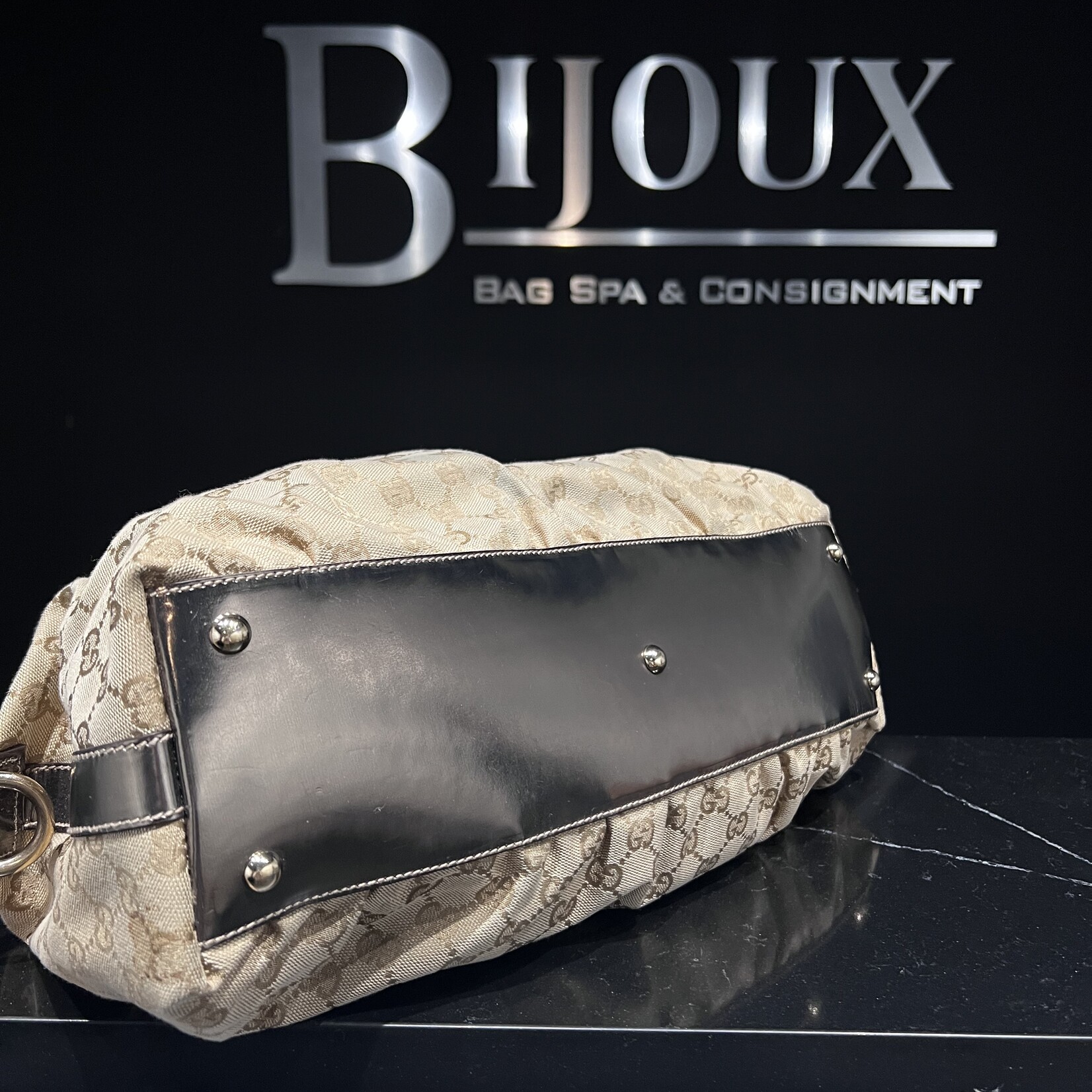 Gucci SOLD- Gucci Monogram Bamboo Handle