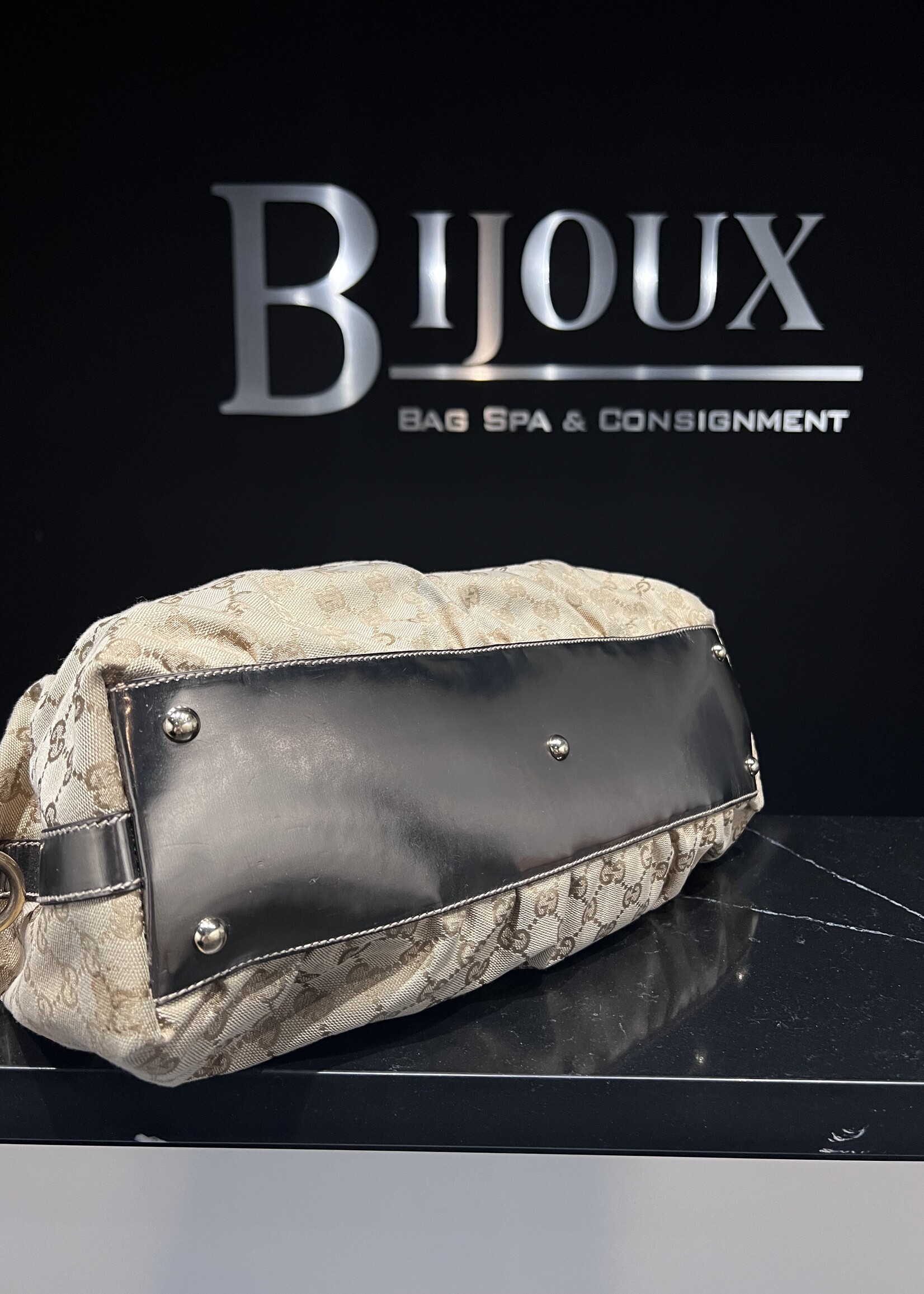 Gucci SOLD- Gucci Monogram Bamboo Handle