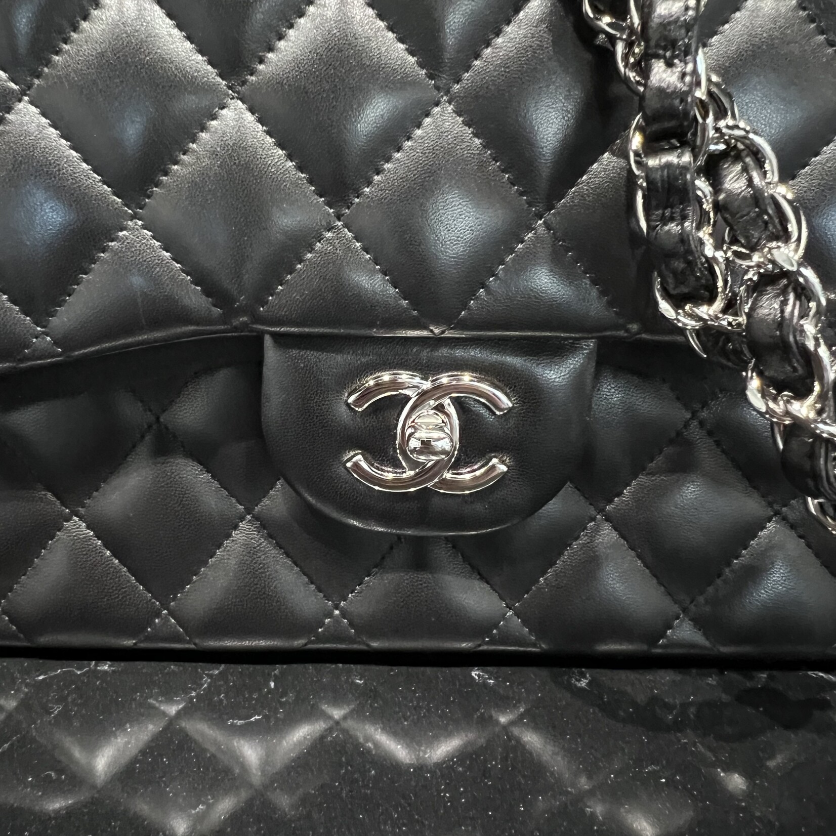 Chanel Classic Jumbo Double Flap Black Bijoux Bag Spa Consignment