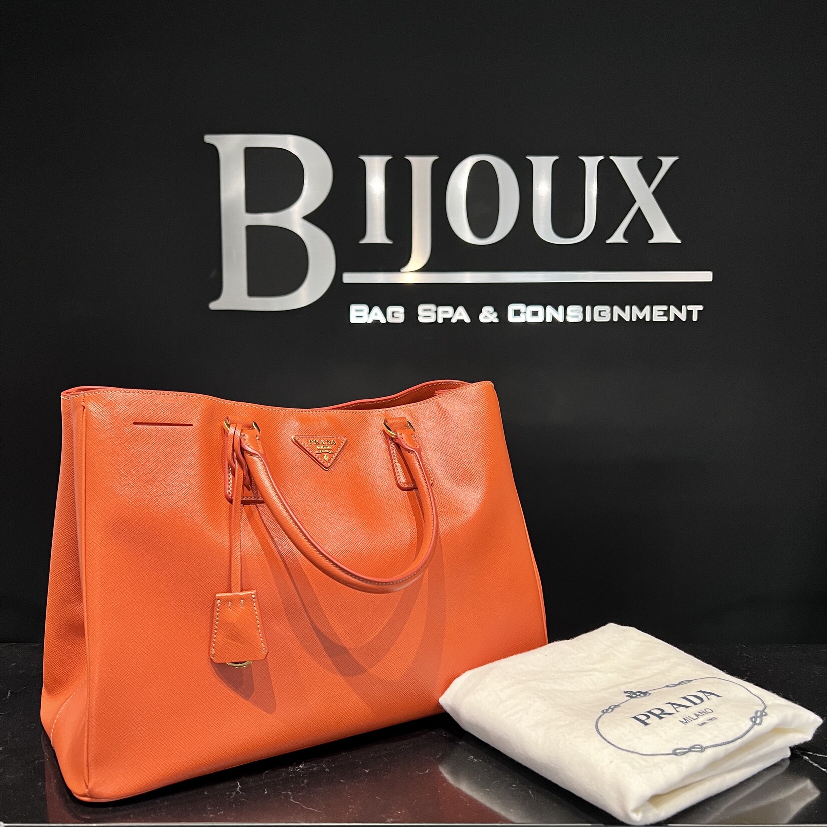 Prada SOLD- Prada Saffiano Orange Tote