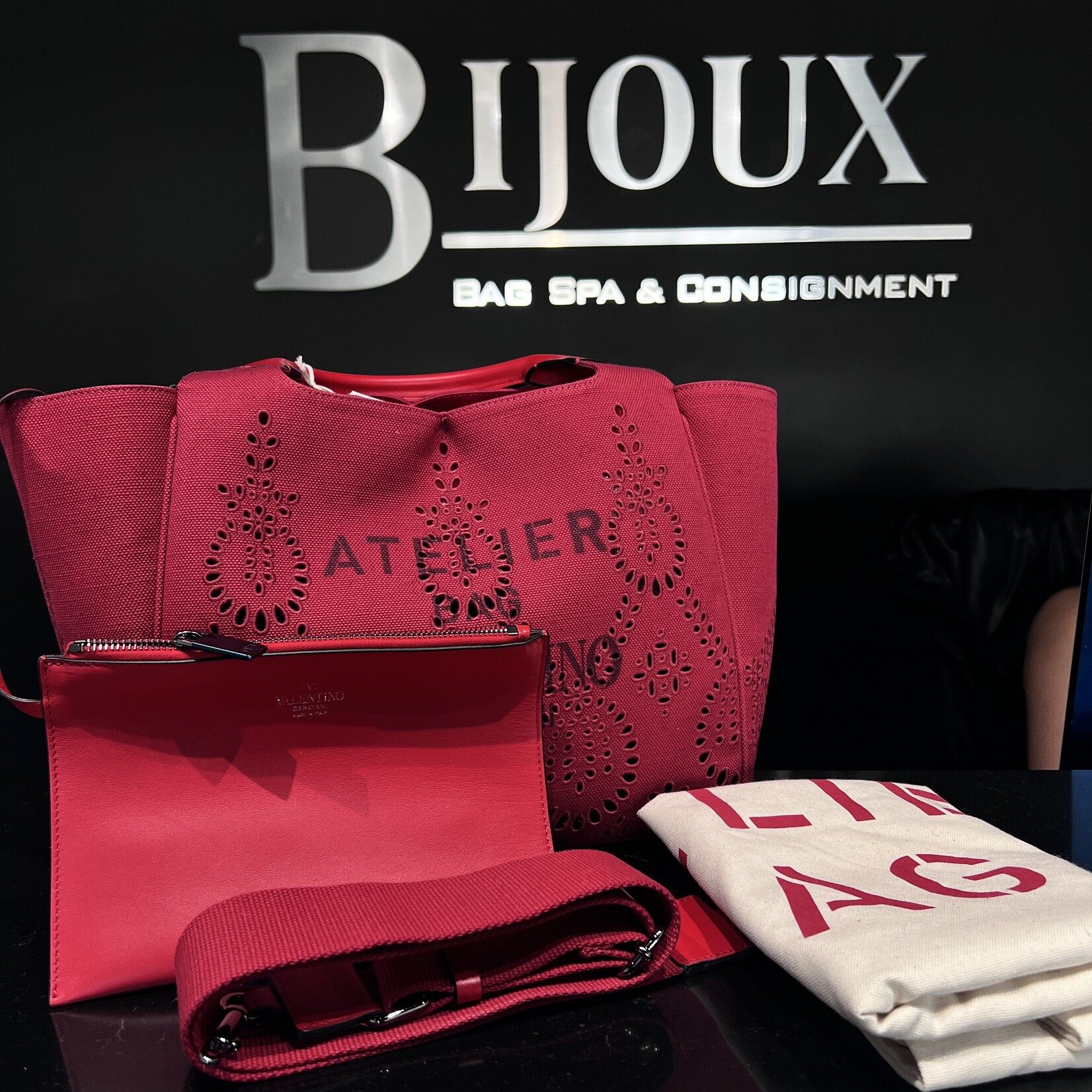 Valentino SOLD- Valentino Atelier Red Shopping Tote