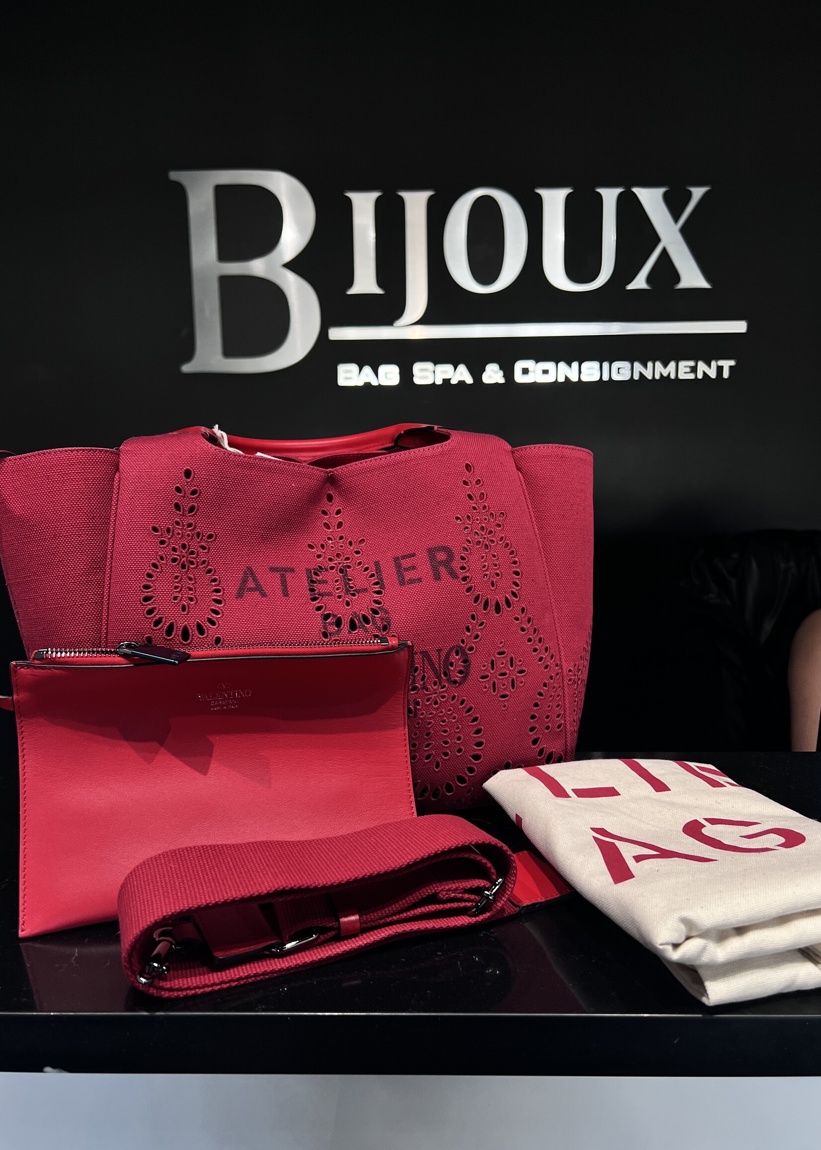 Valentino SOLD- Valentino Atelier Red Shopping Tote