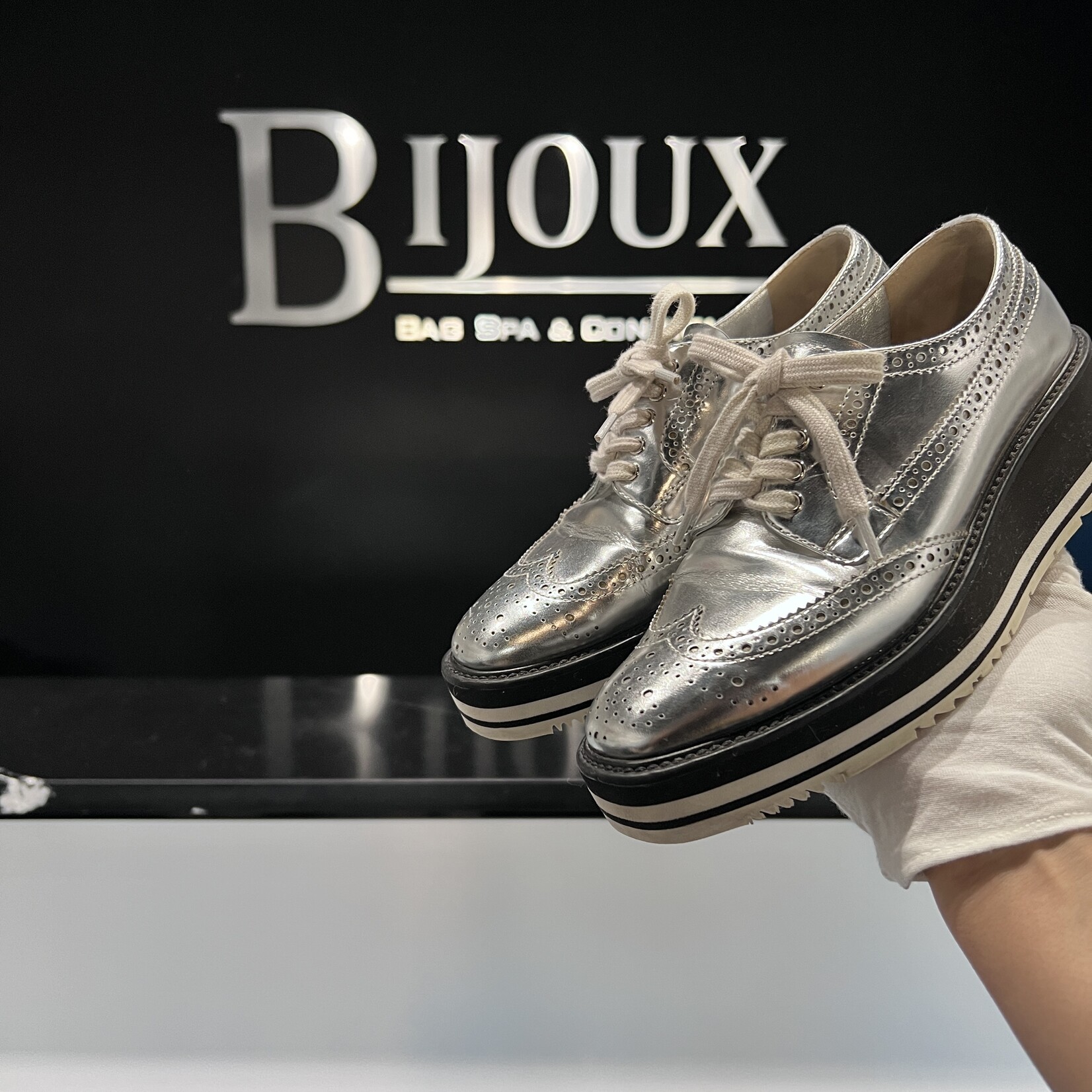 Prada SOLD - Prada Silver Dress Shoes - 37