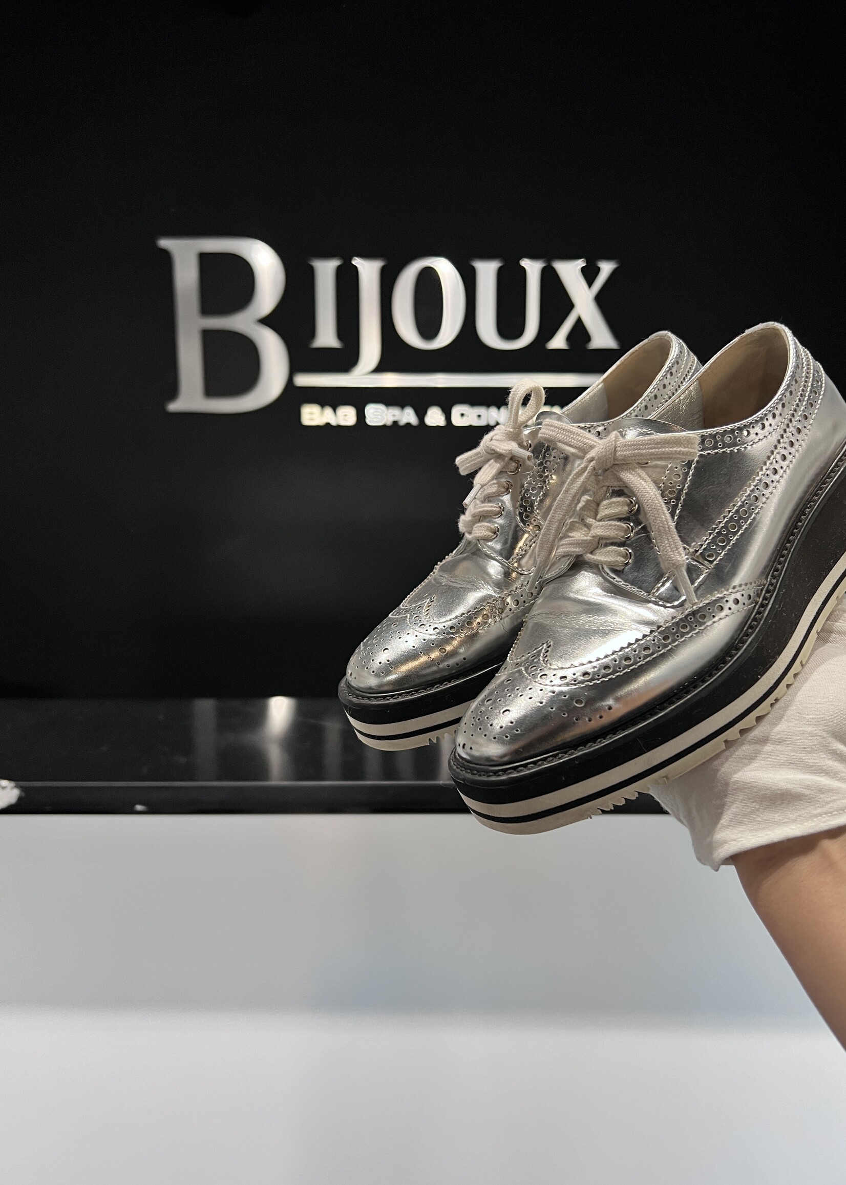 Prada SOLD - Prada Silver Dress Shoes - 37