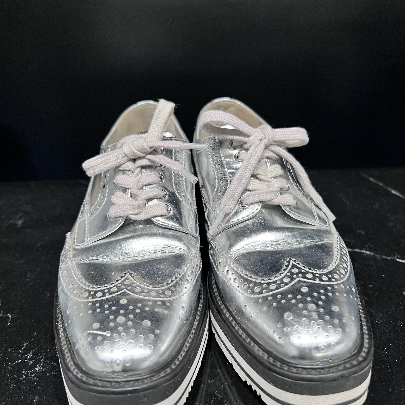 Prada SOLD - Prada Silver Dress Shoes - 37