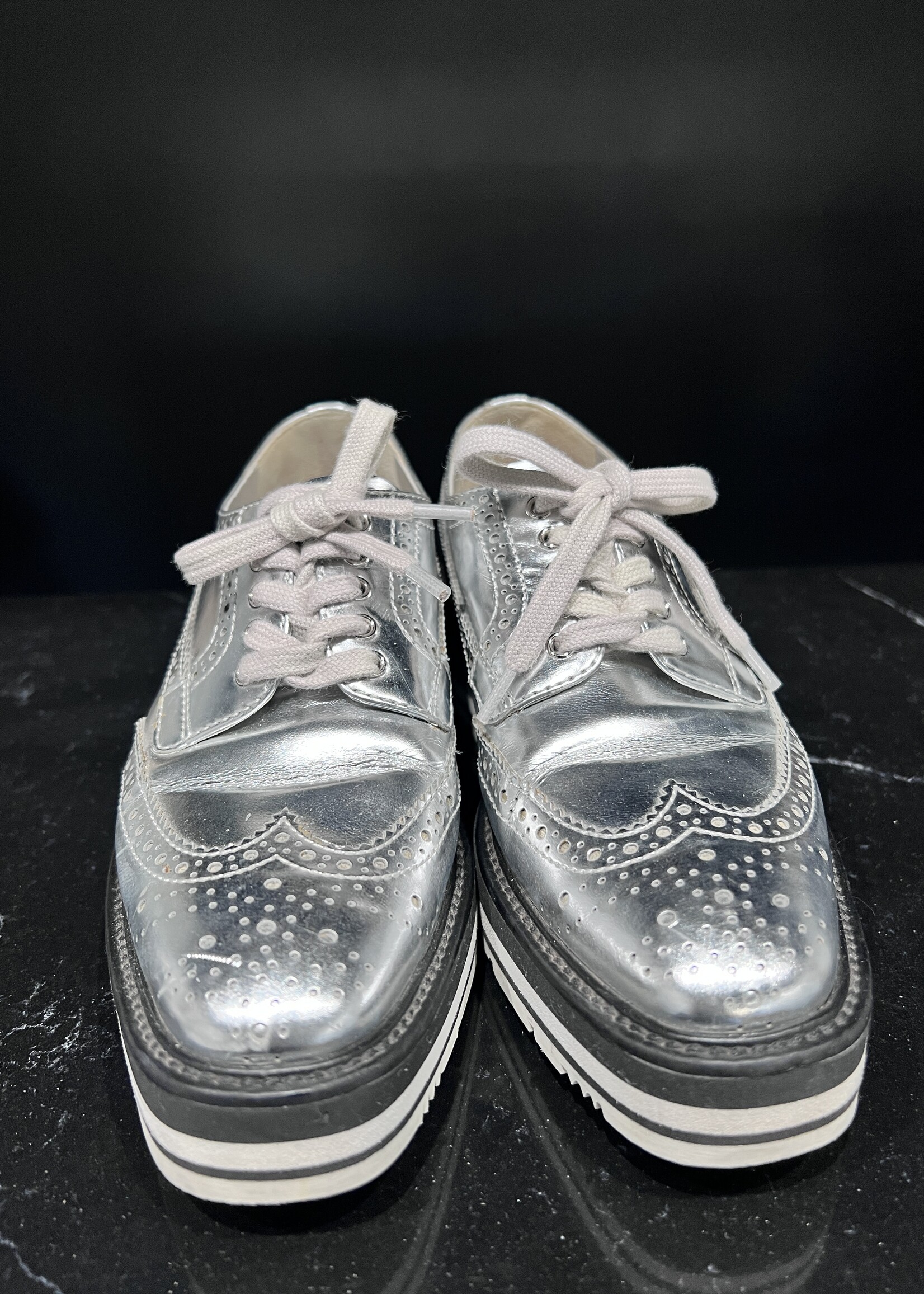 Prada SOLD - Prada Silver Dress Shoes - 37