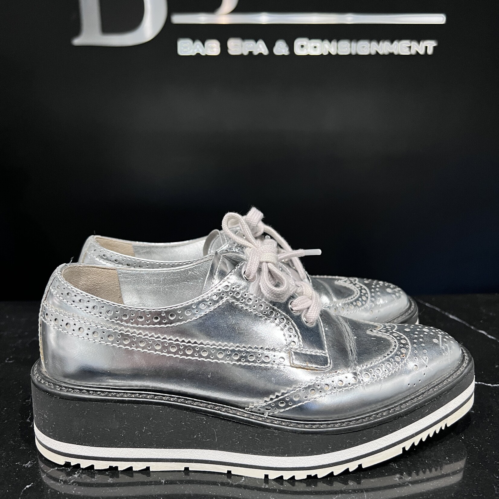 Prada SOLD - Prada Silver Dress Shoes - 37