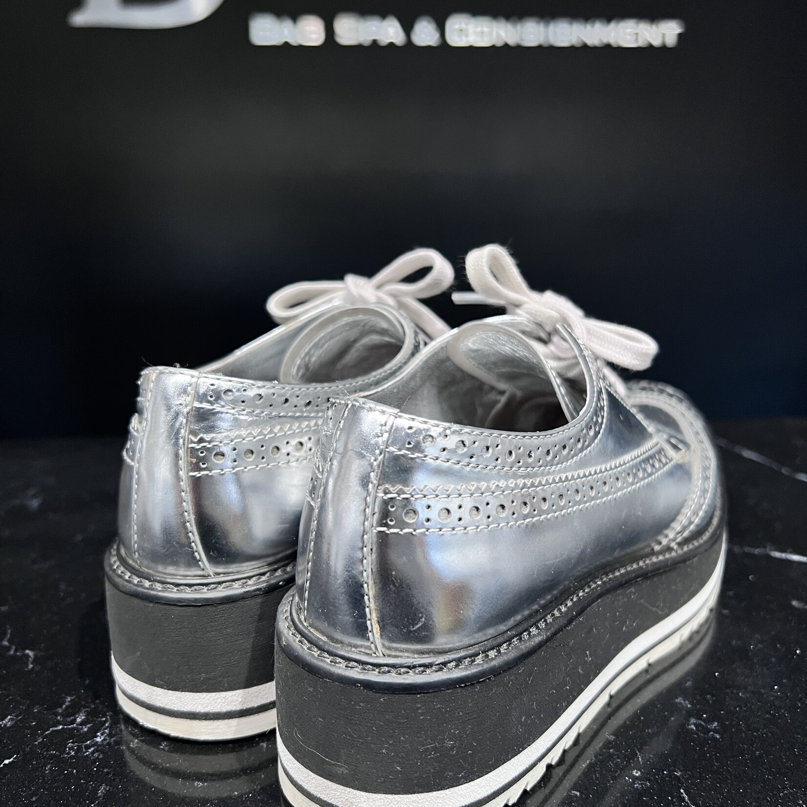 Prada SOLD - Prada Silver Dress Shoes - 37