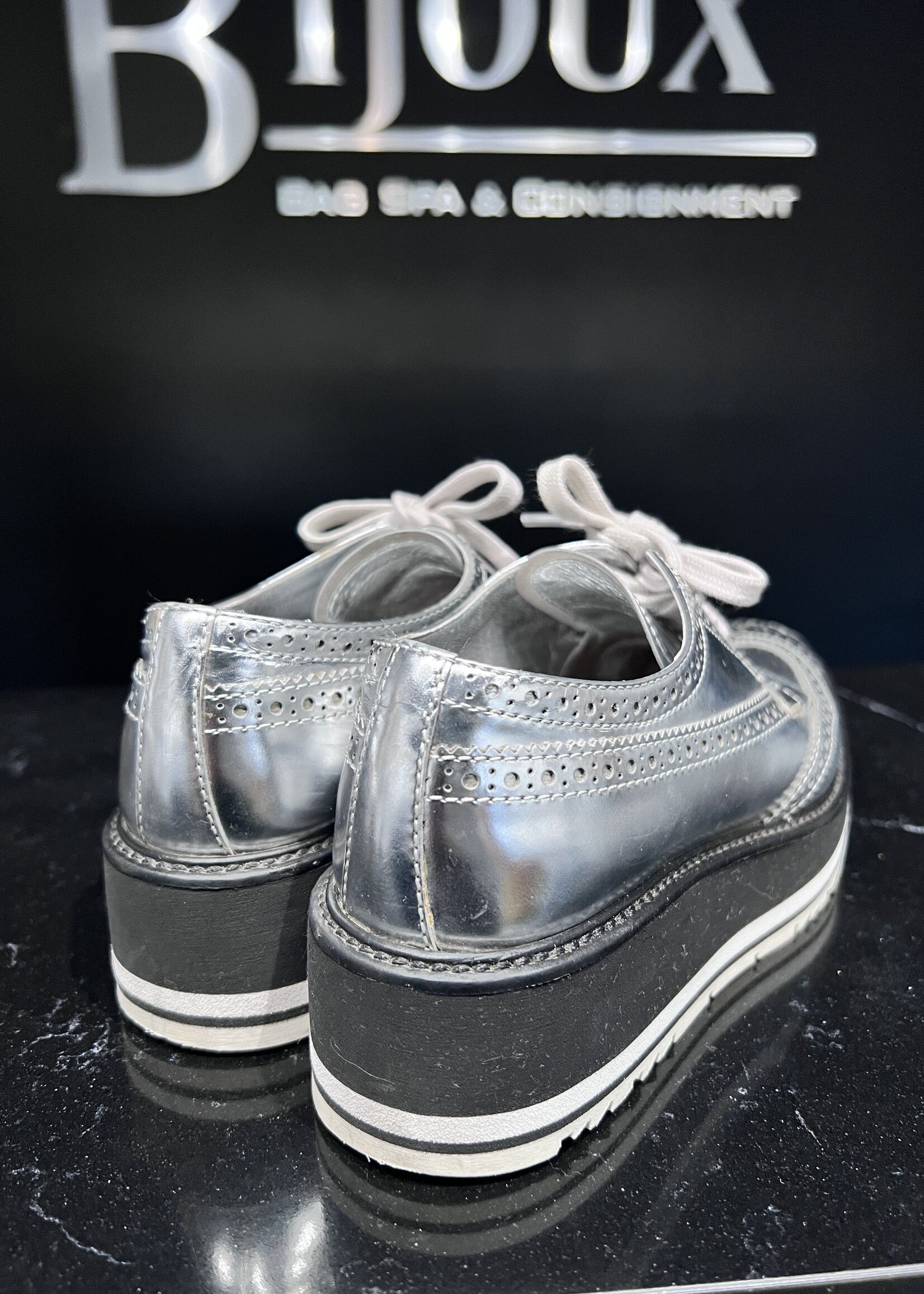 Prada SOLD - Prada Silver Dress Shoes - 37